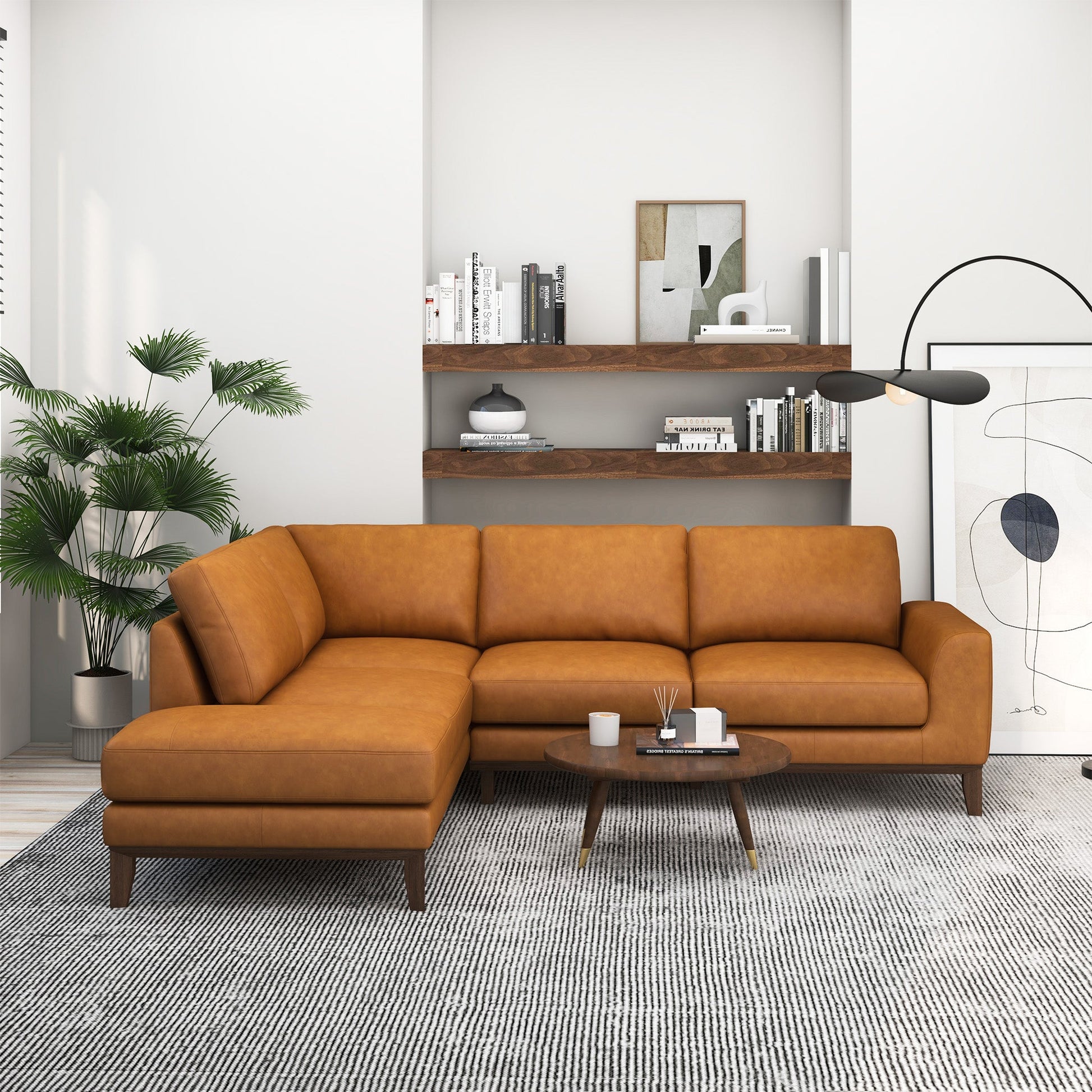 London Modern Premium Genuine Leather Left-Facing Sectional Sofa