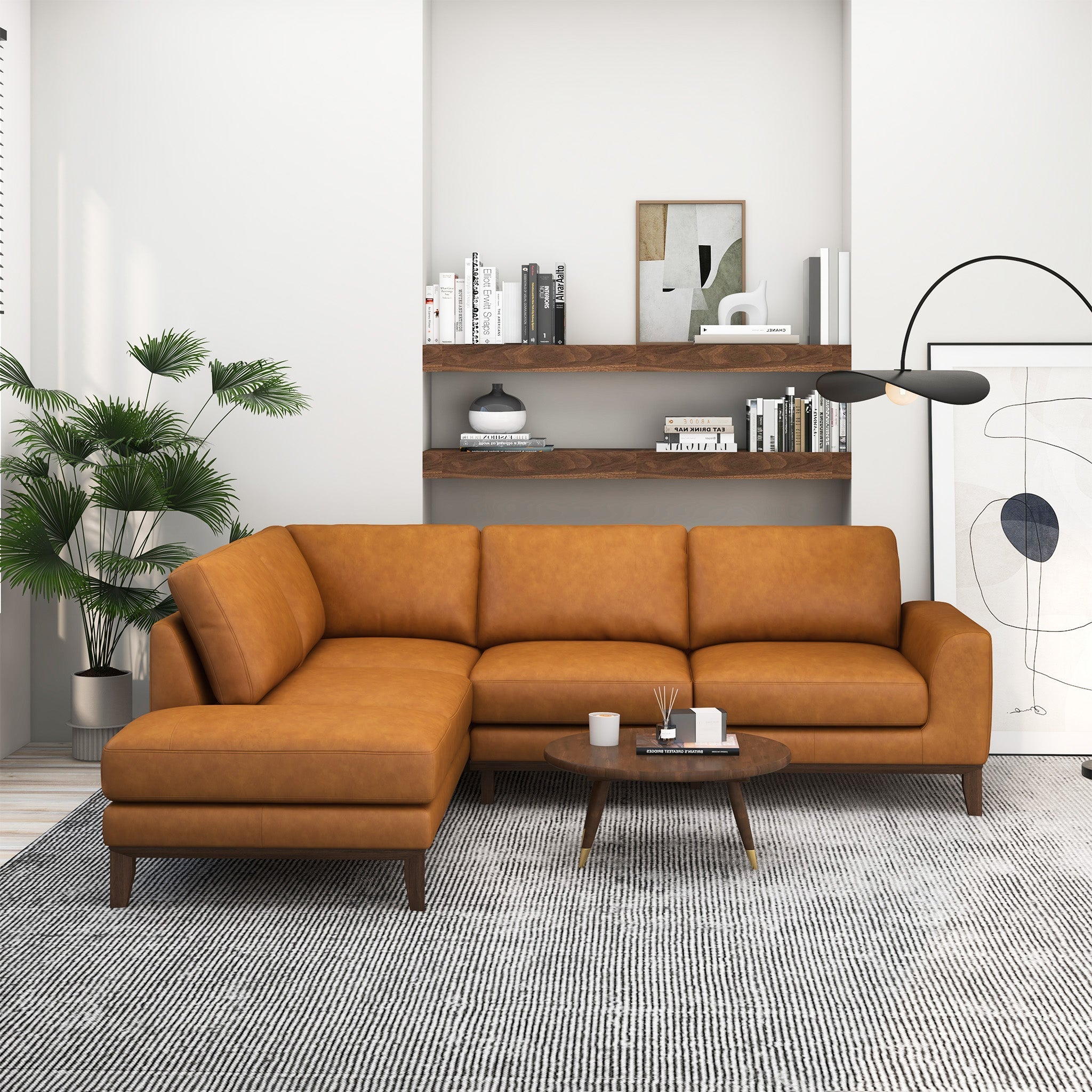 London Modern Premium Genuine Leather Left-Facing Sectional Sofa