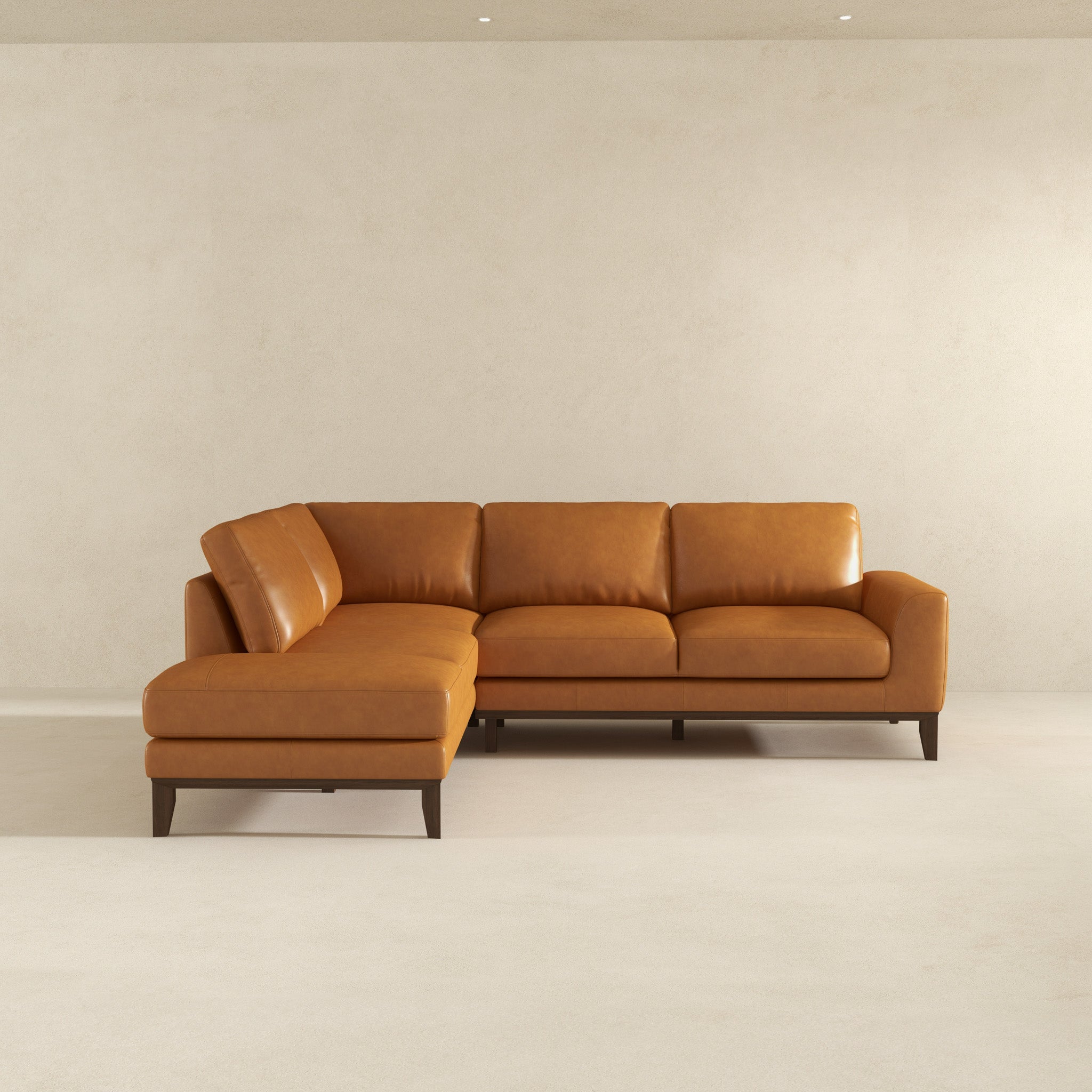 London Modern Premium Genuine Leather Left-Facing Sectional Sofa