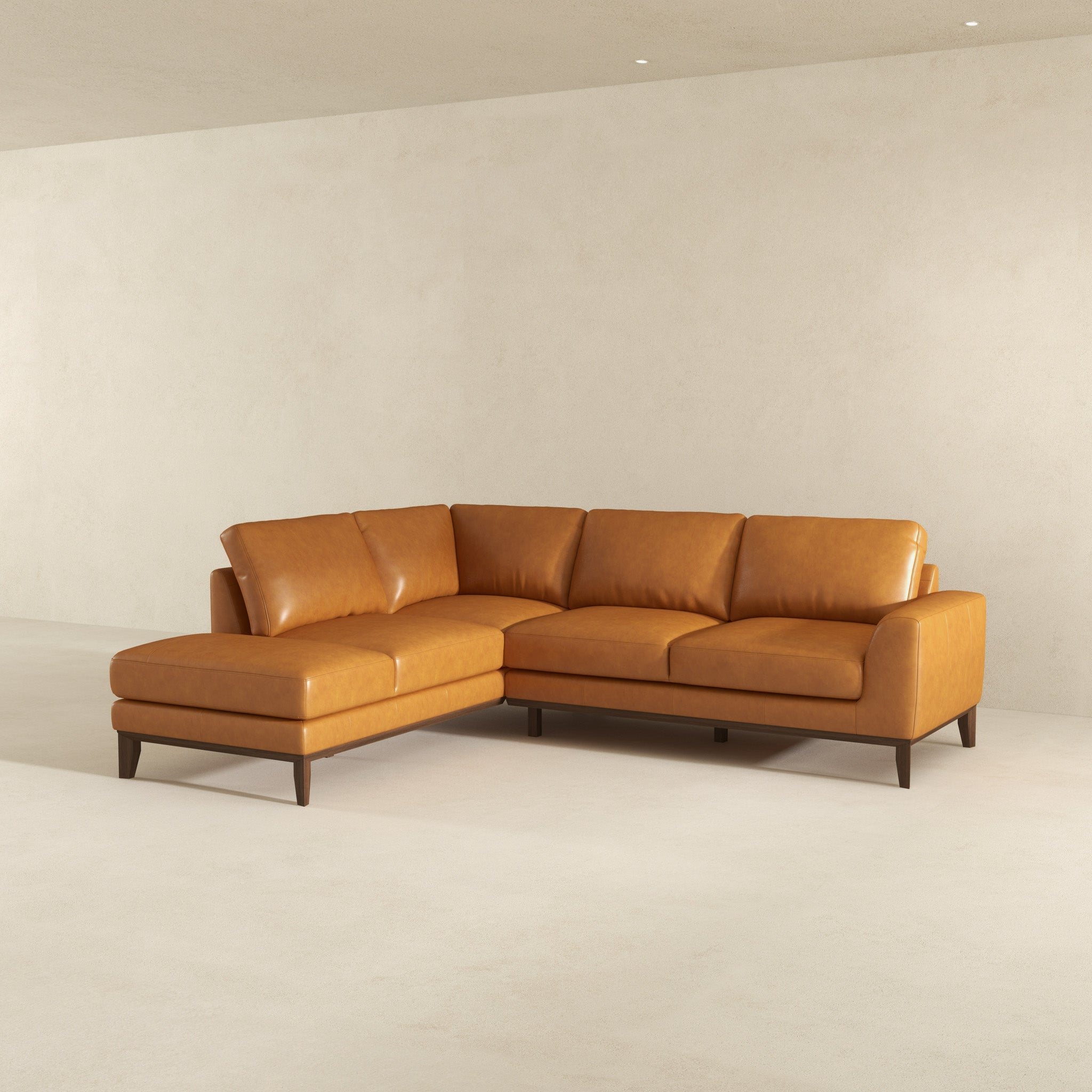 London Modern Premium Genuine Leather Left-Facing Sectional Sofa
