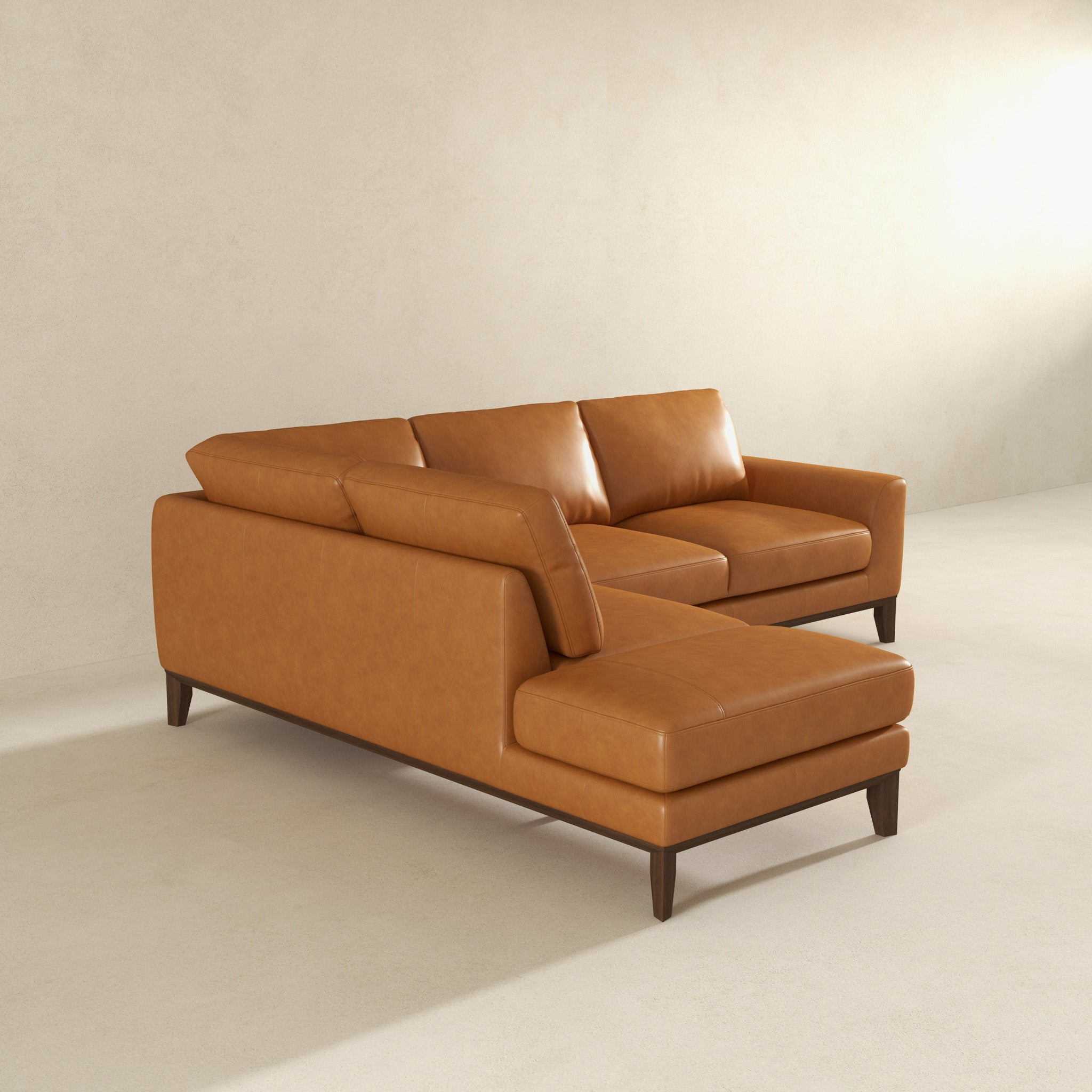 London Modern Premium Genuine Leather Left-Facing Sectional Sofa