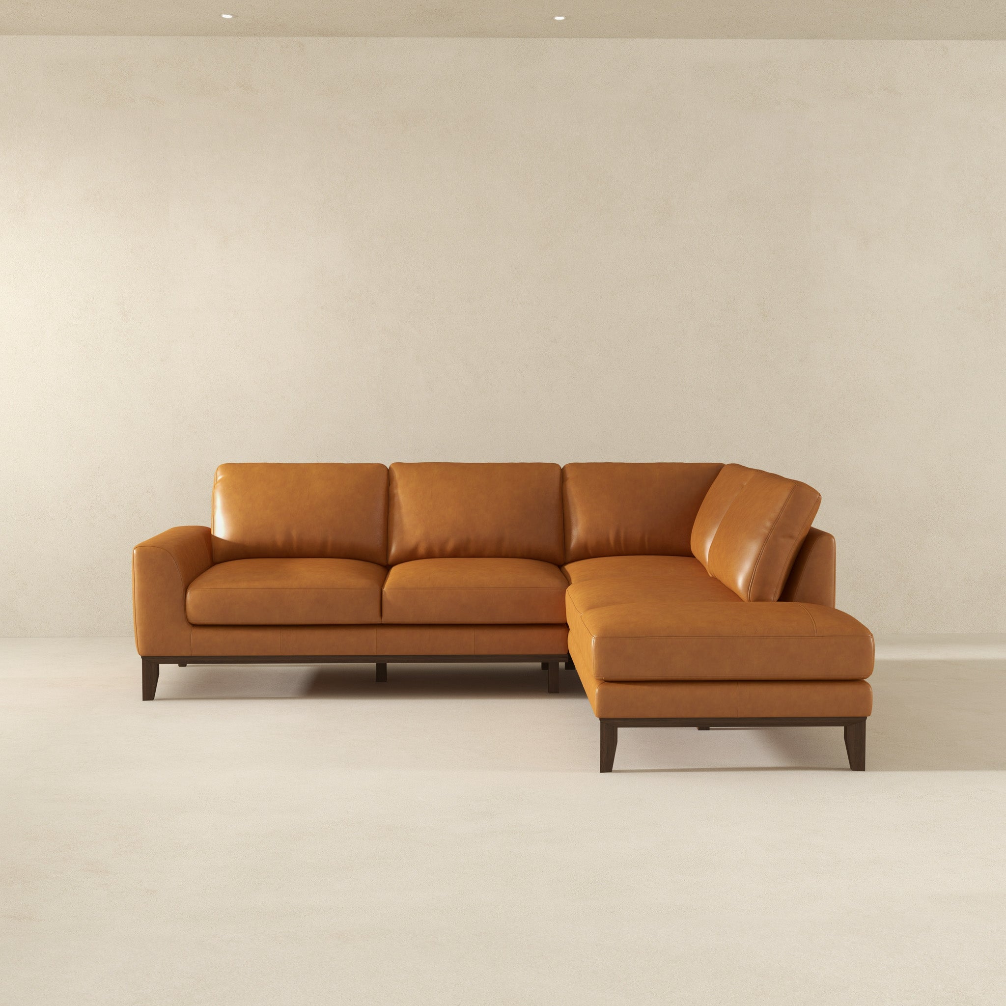London Modern Premium Genuine Leather Right-Facing Sectional Sofa