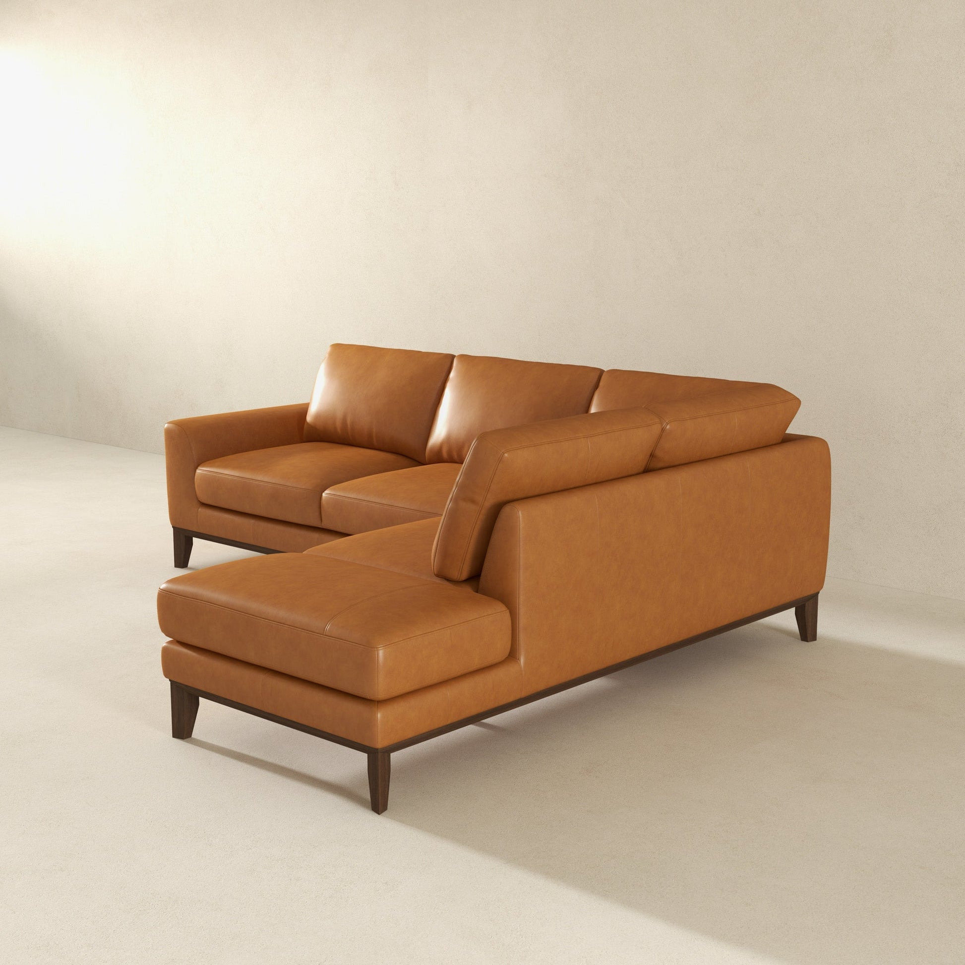 London Modern Premium Genuine Leather Right-Facing Sectional Sofa