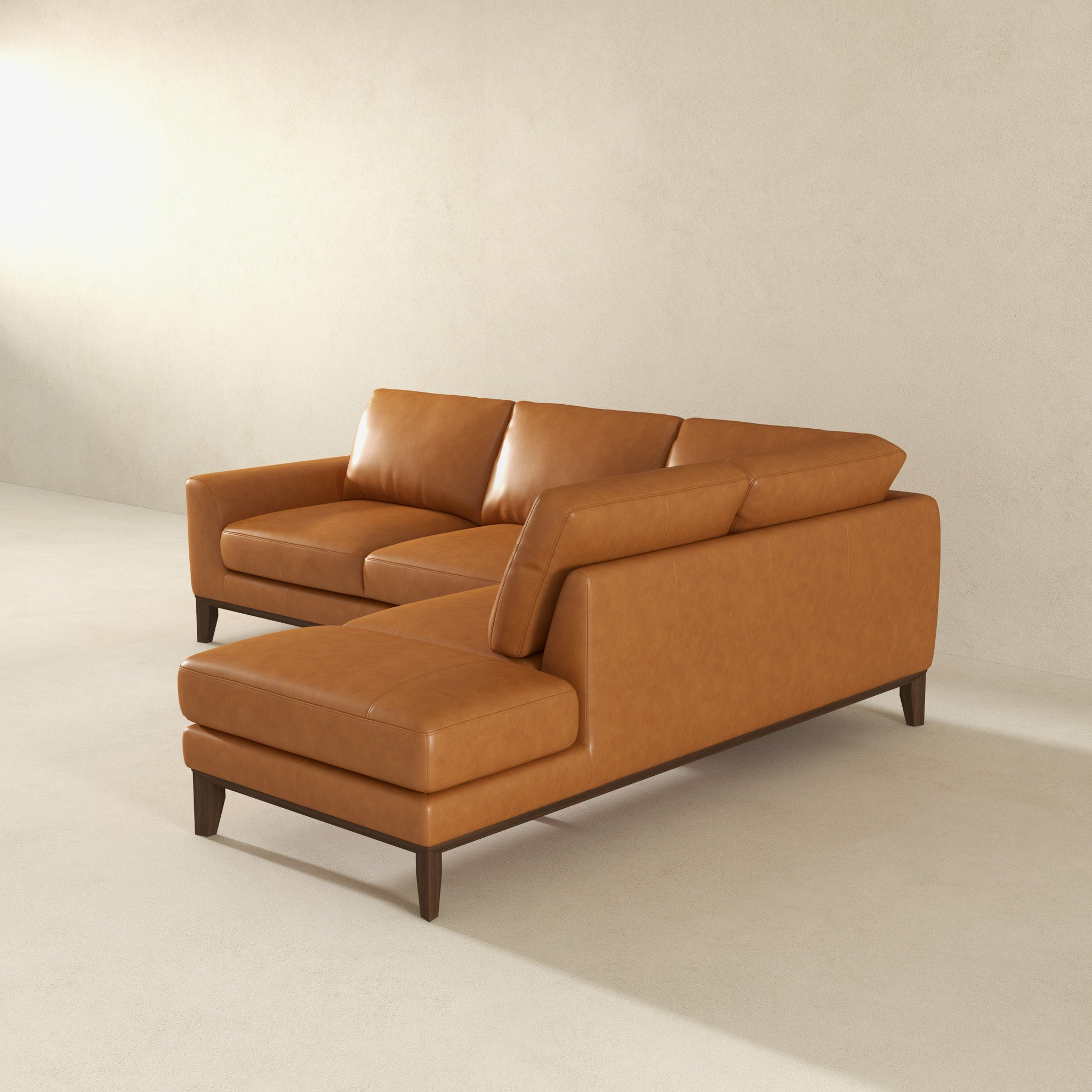 London Modern Premium Genuine Leather Right-Facing Sectional Sofa