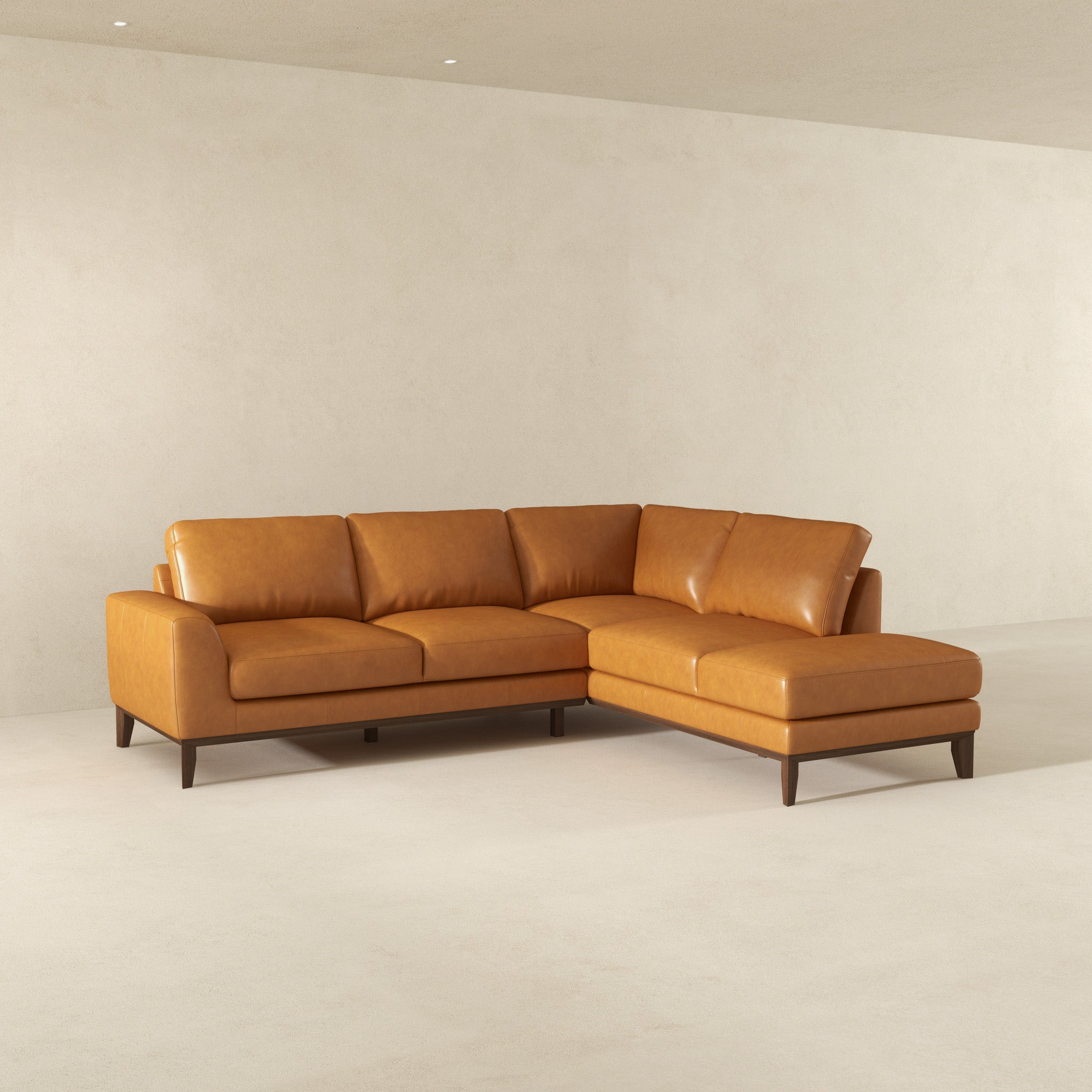 London Modern Premium Genuine Leather Right-Facing Sectional Sofa