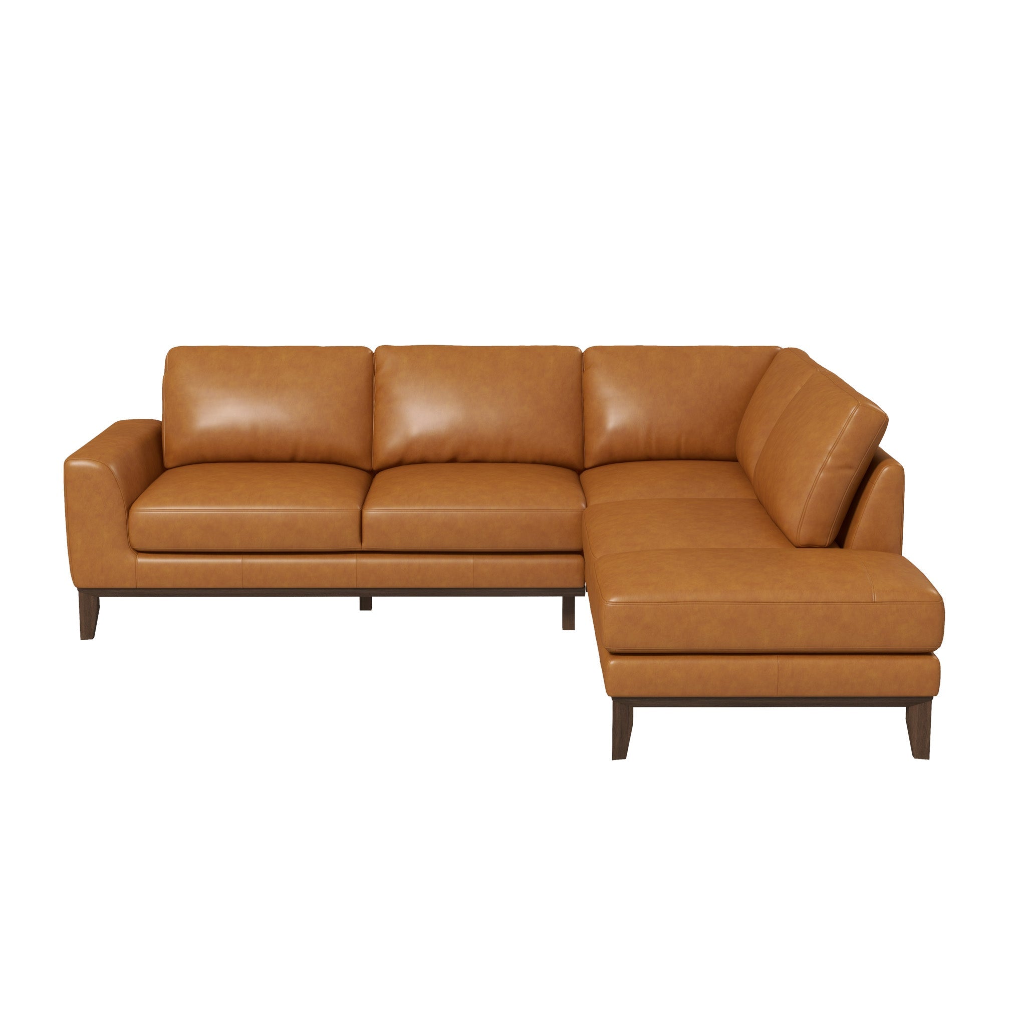 London Modern Premium Genuine Leather Right-Facing Sectional Sofa