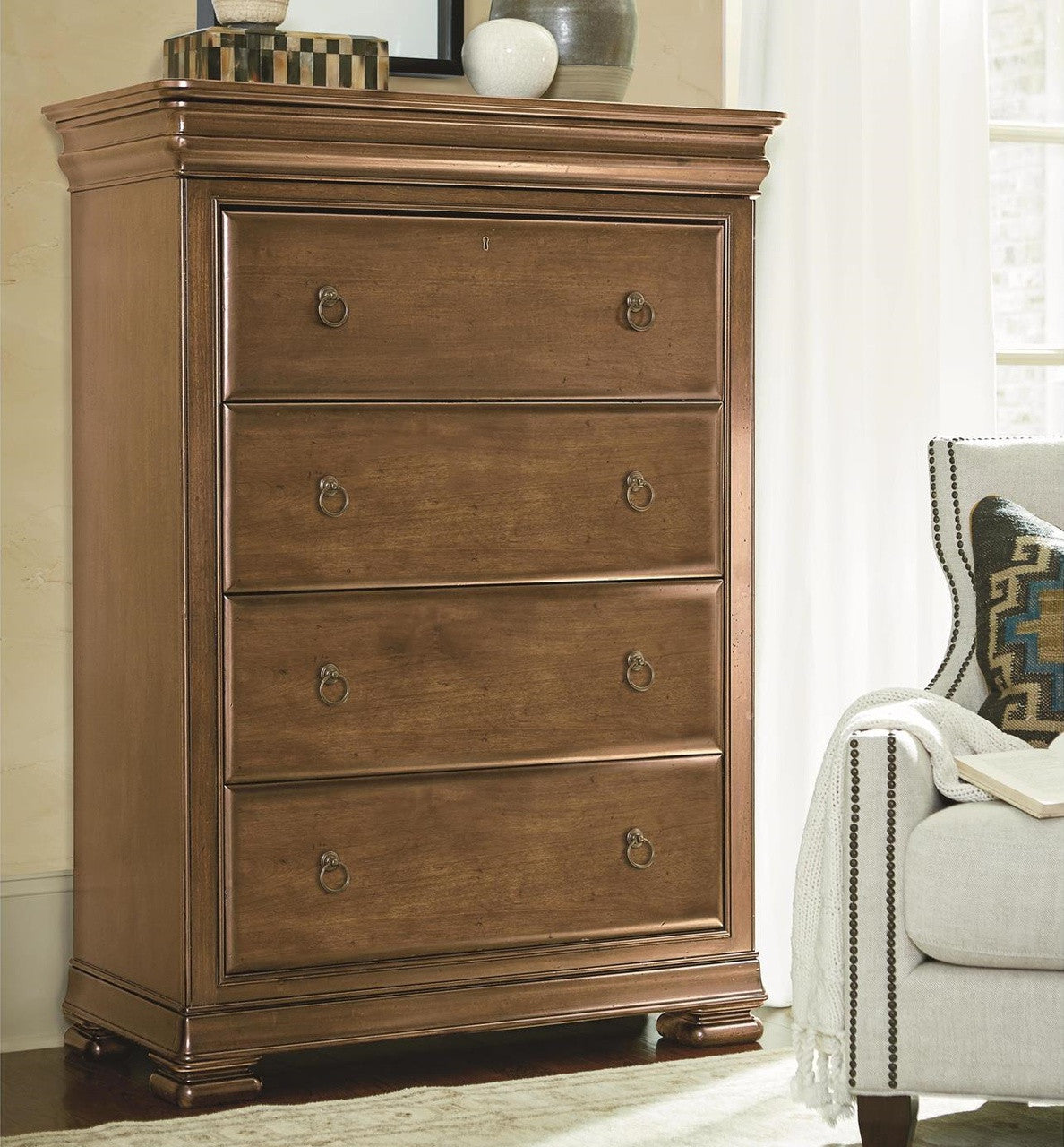 French New Lou, Louis Philippe Solid Wood 4 Drawers Chest