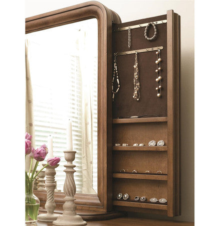 Louis Philippe Solid Wood Mirror with Jewelry Storage