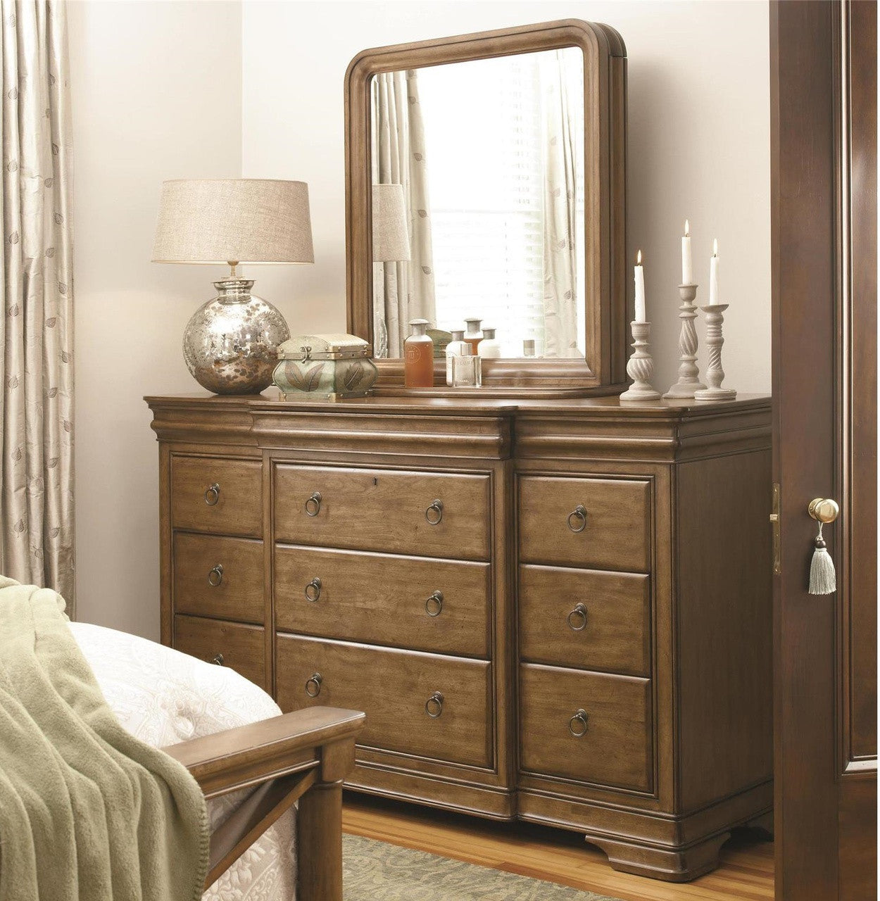 Louis Philippe Solid Wood wall mirror jewelry storage