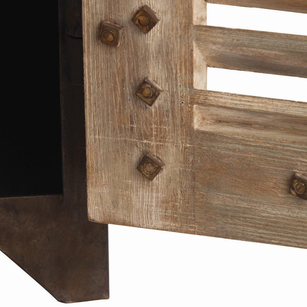 Lyon Shutter Rusted Natural Iron Cabinet sale
