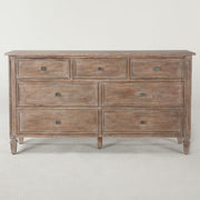 Parisian Vintage Grey Oak 7 Drawer Dresser