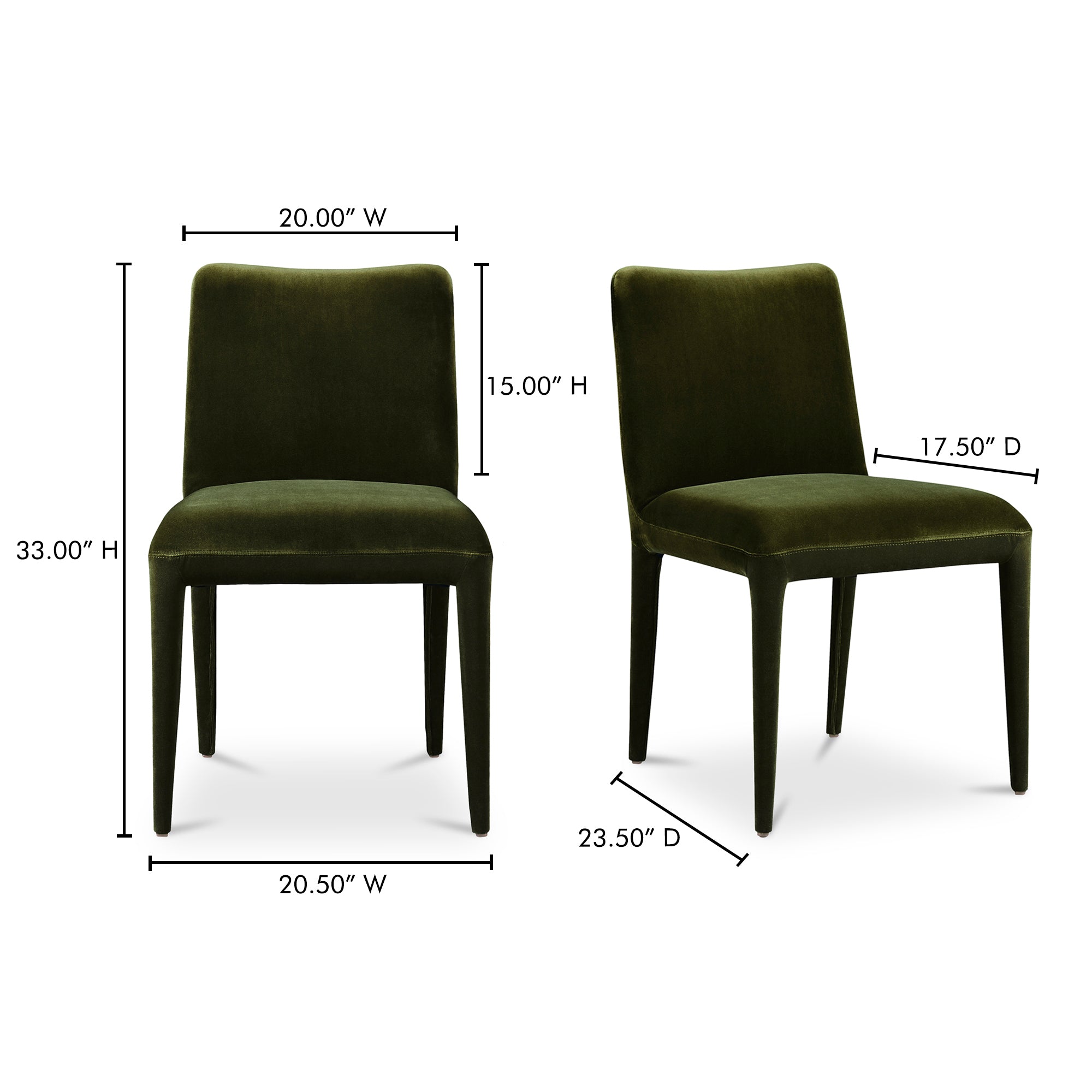 Calla Dining Chair Green Velvet - Set Of Two by Moe's Home Collection - view 4