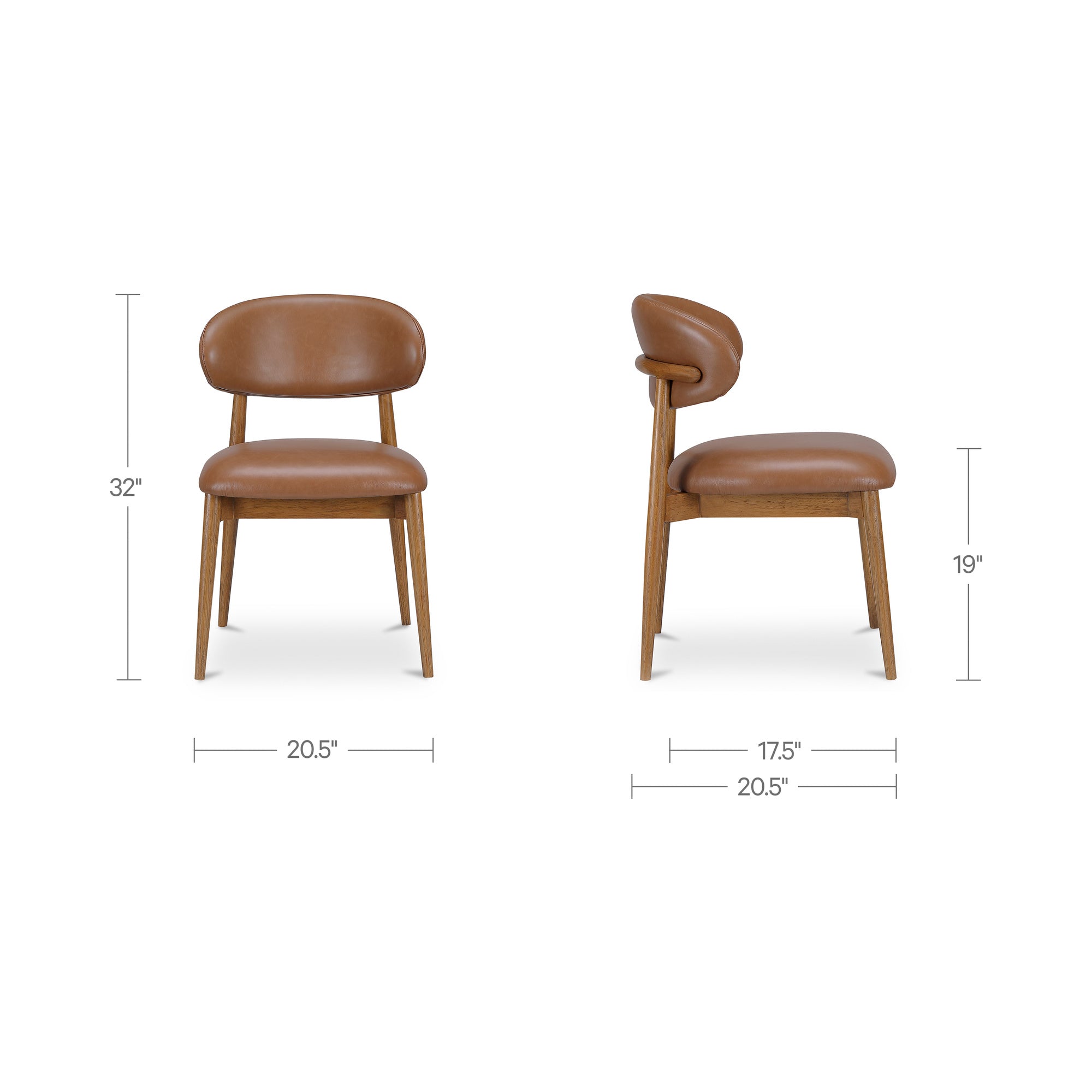 Ellie Dining Chair Brown Leather by Moe's Home Collection - view 3