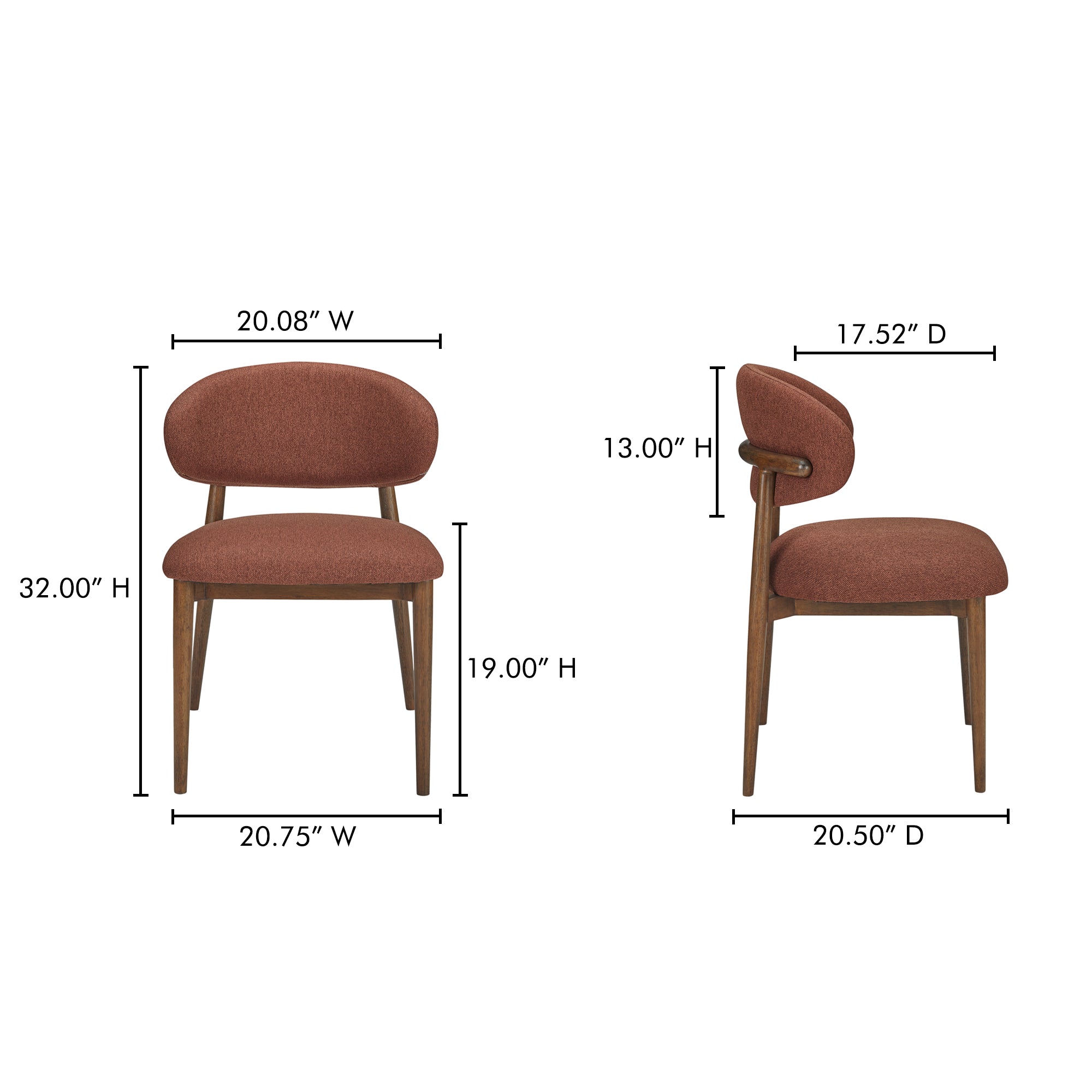 Ellie Dining Chair Rust by Moe's Home Collection - view 4