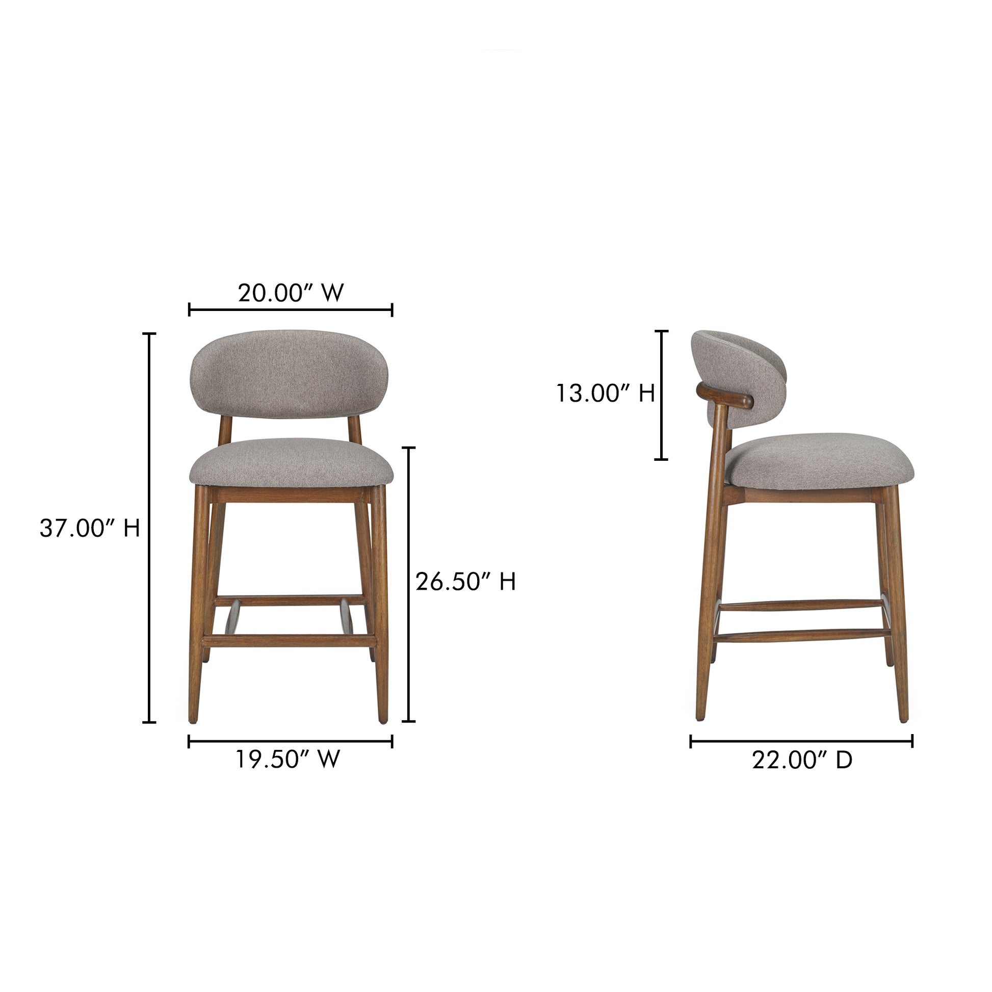 Ellie Counter Stool Light Brown by Moe's Home Collection - view 3