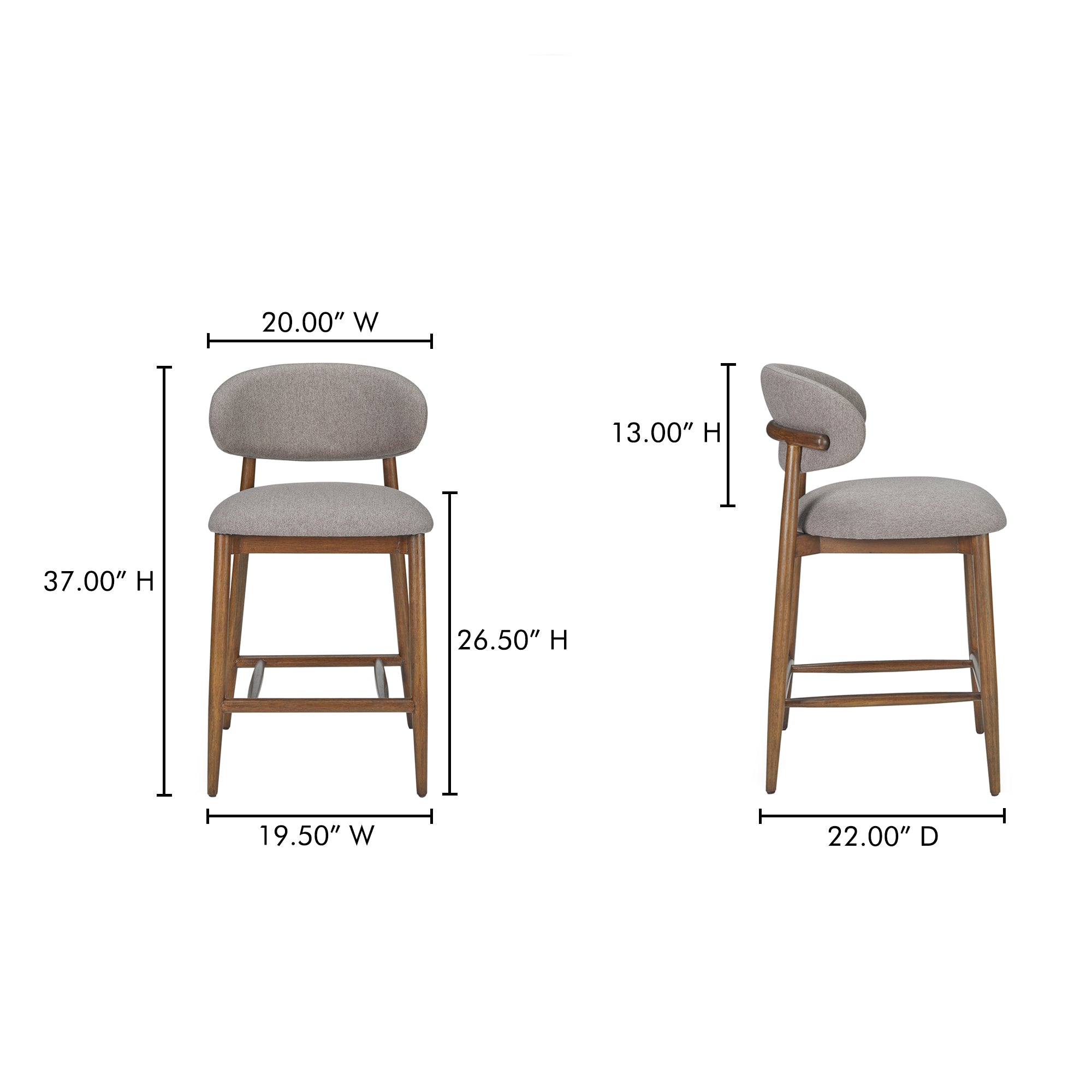 Ellie Counter Stool Light Brown by Moe's Home Collection - view 3