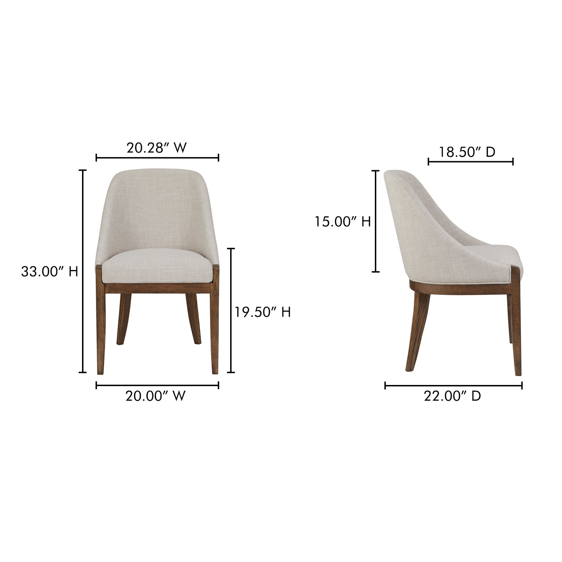 Edward Dining Chair Heather Beige by Moe's Home Collection - view 3