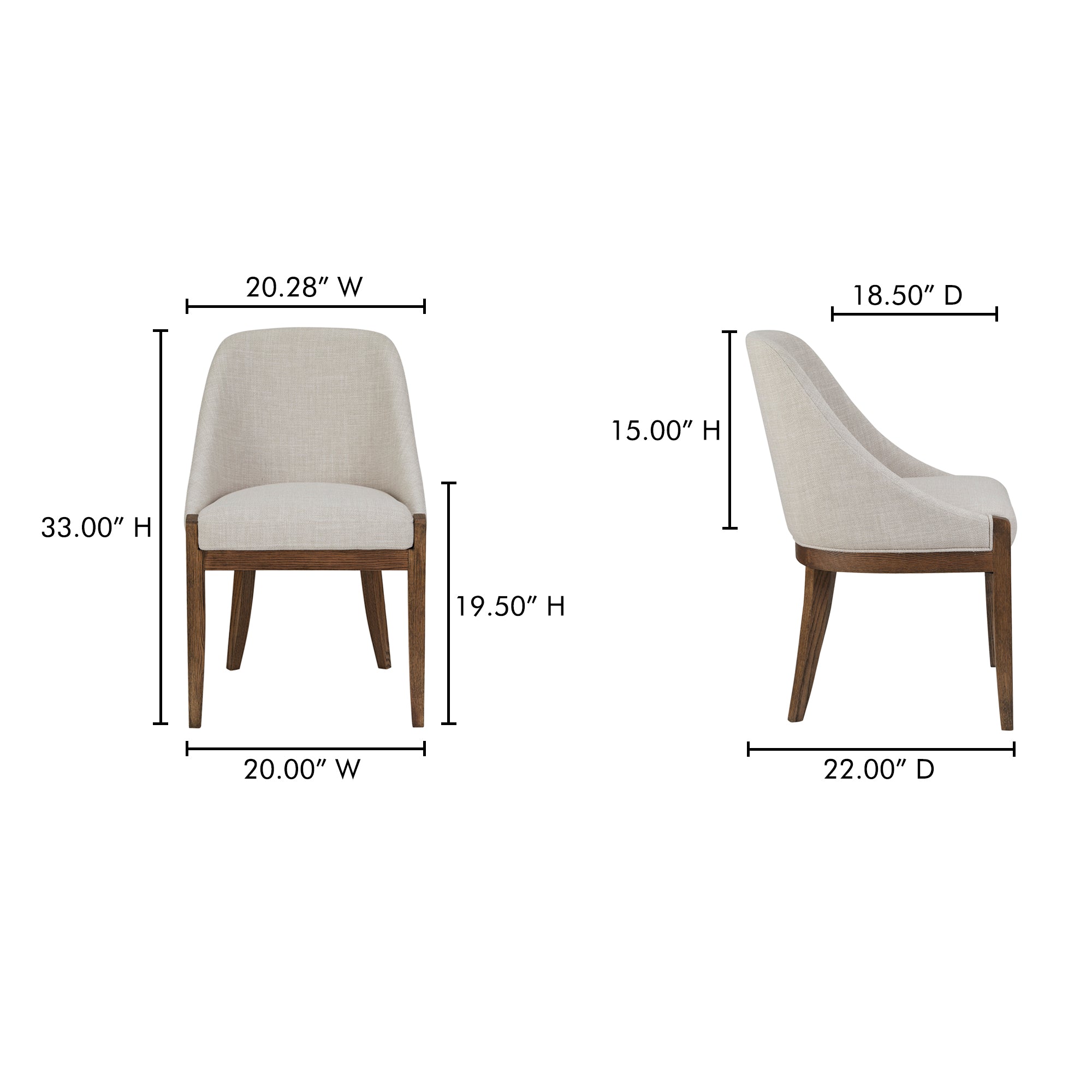Edward Dining Chair Heather Beige by Moe's Home Collection - view 3