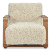 Eckersley Lounge Chair Cream Faux Fur by Moe's Home Collection