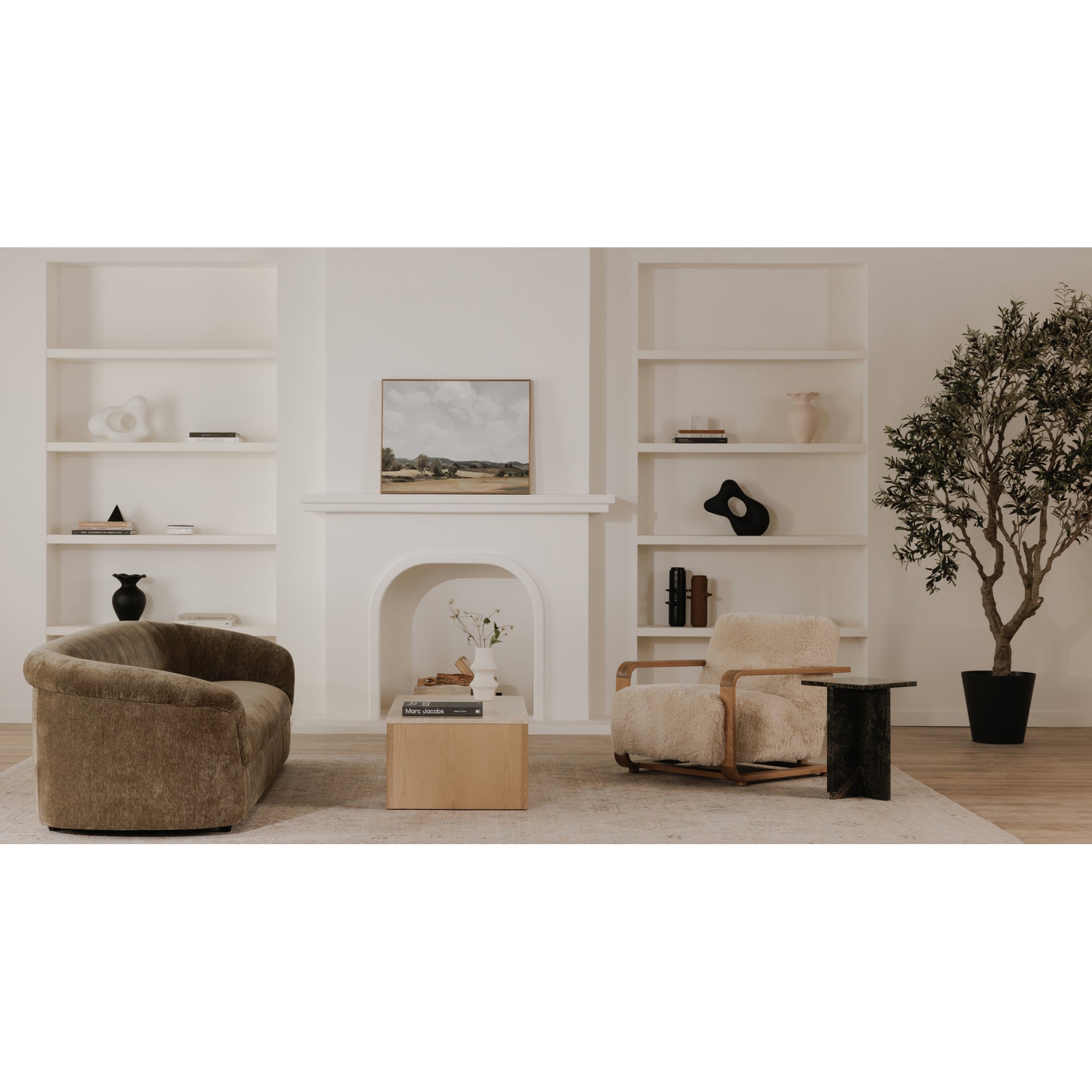 Eckersley Lounge Chair Cream Faux Fur by Moe's Home Collection - view 3