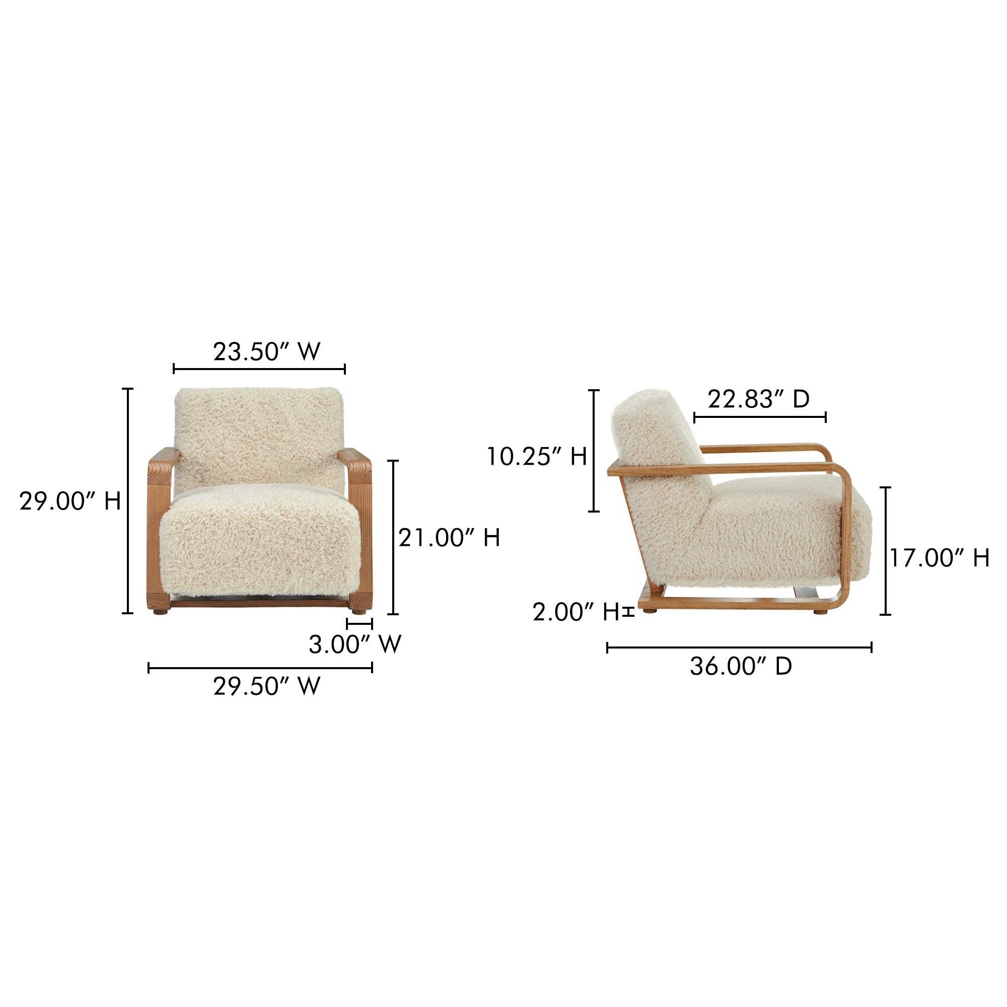 Eckersley Lounge Chair Cream Faux Fur by Moe's Home Collection - view 4