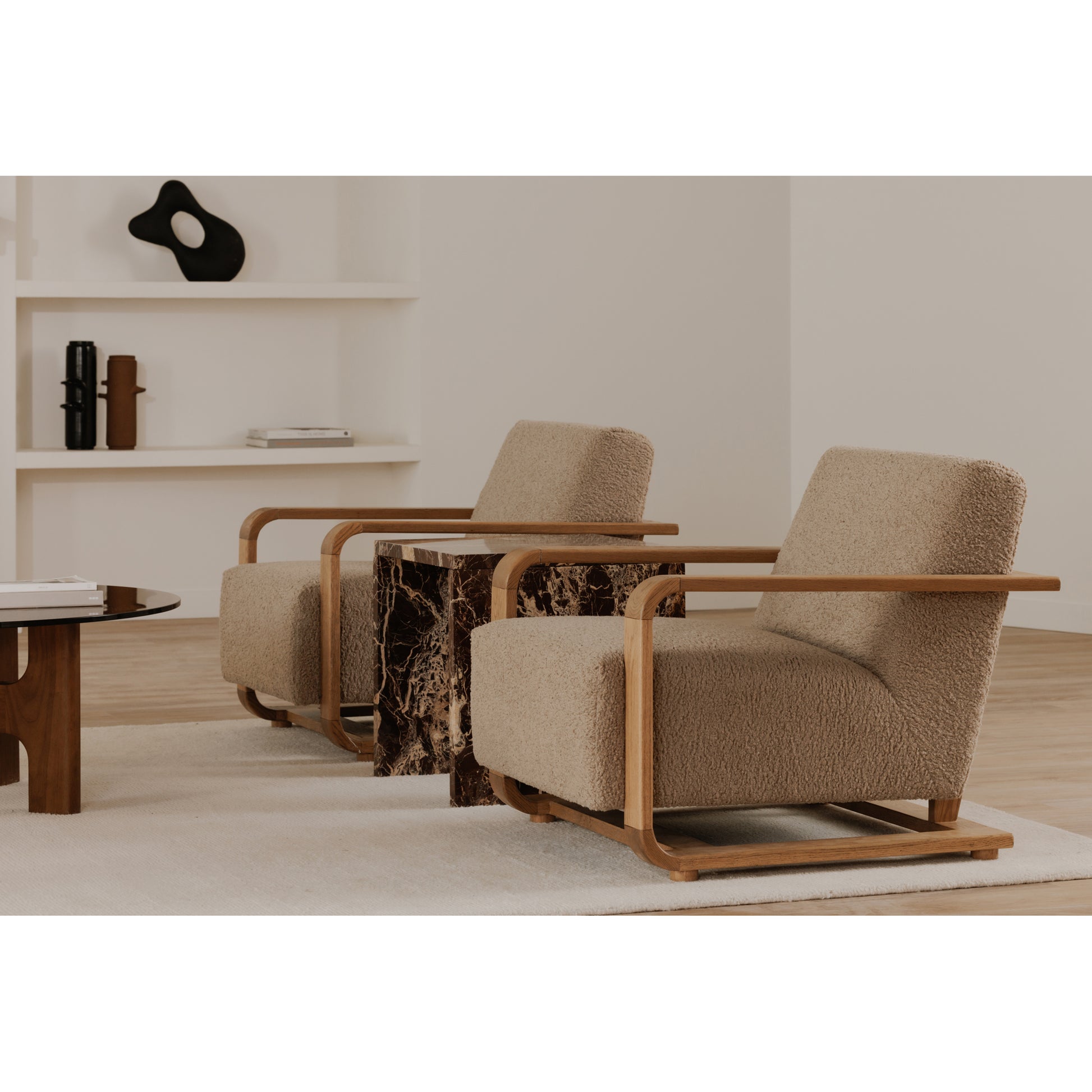Eckersley Lounge Chair Beige Faux Shearling by Moe's Home Collection - view 2