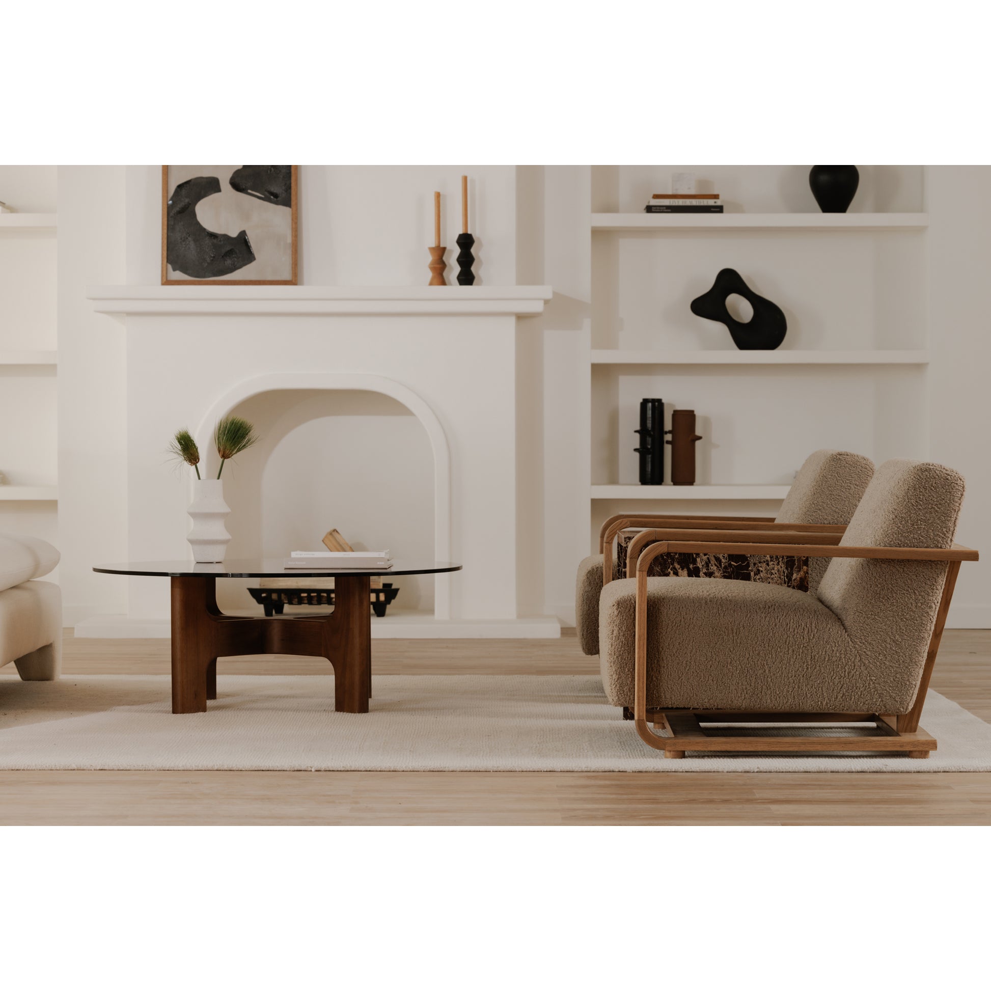 Eckersley Lounge Chair Beige Faux Shearling by Moe's Home Collection - view 3