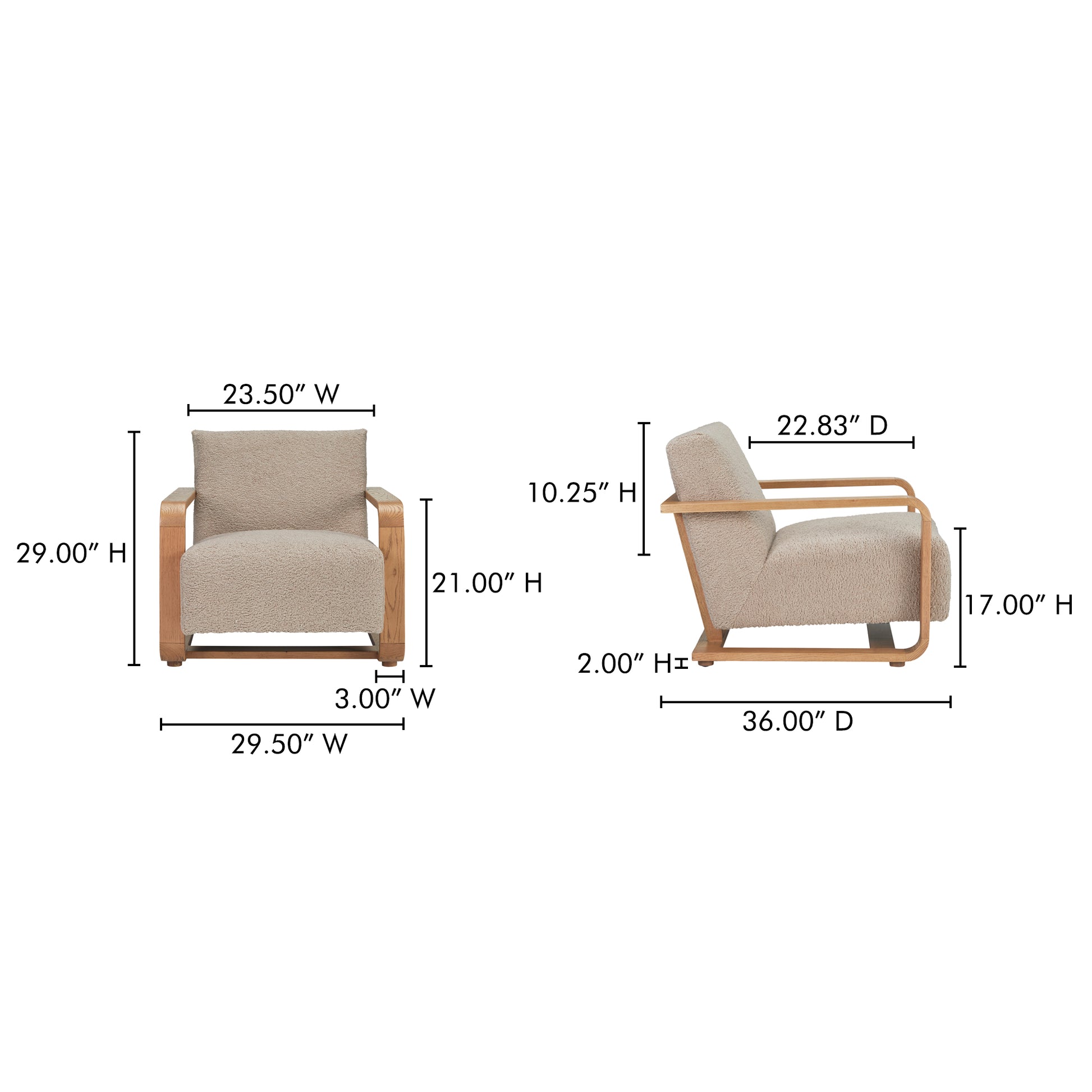 Eckersley Lounge Chair Beige Faux Shearling by Moe's Home Collection - view 5