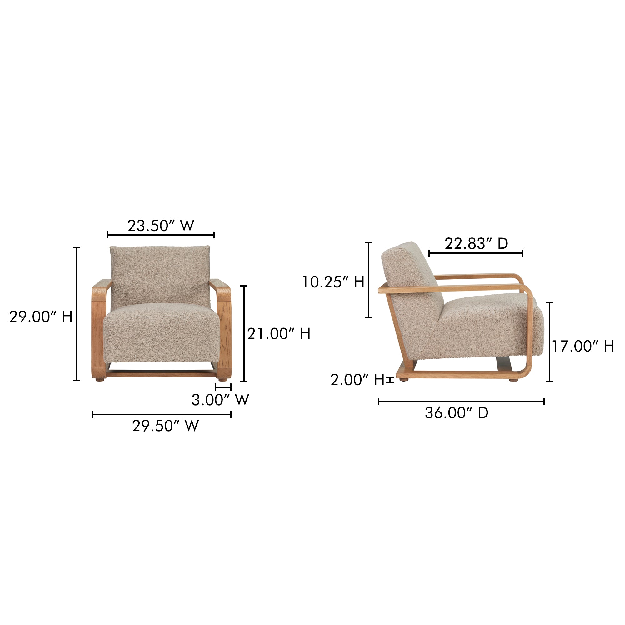 Eckersley Lounge Chair Beige Faux Shearling by Moe's Home Collection - view 5