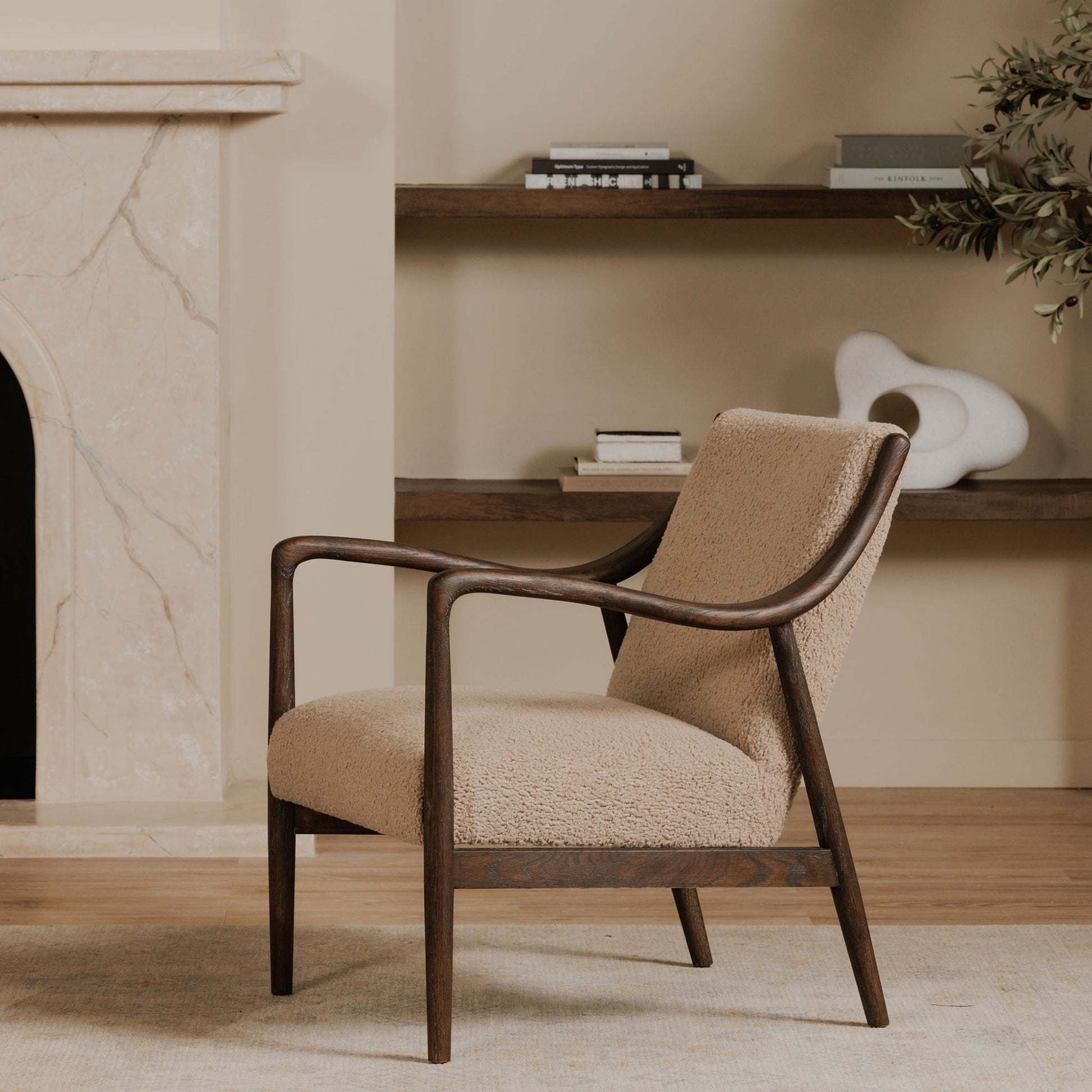 Yates Accent Chair Beige Faux Shearling by Moe's Home Collection - view 2
