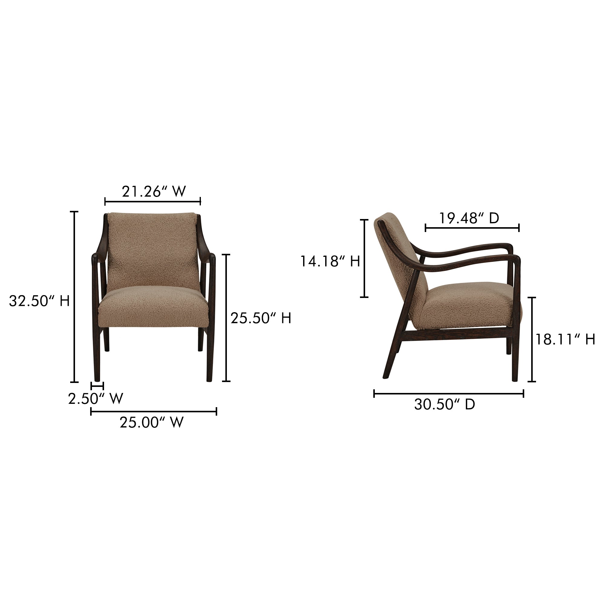 Yates Accent Chair Beige Faux Shearling by Moe's Home Collection - view 5