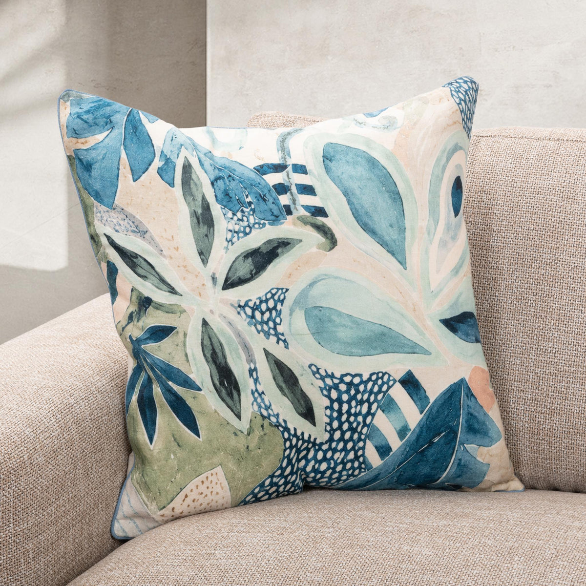 Botanical Reverie Pillow - Blue Multi / 22"x22" by Classic Home - view 4