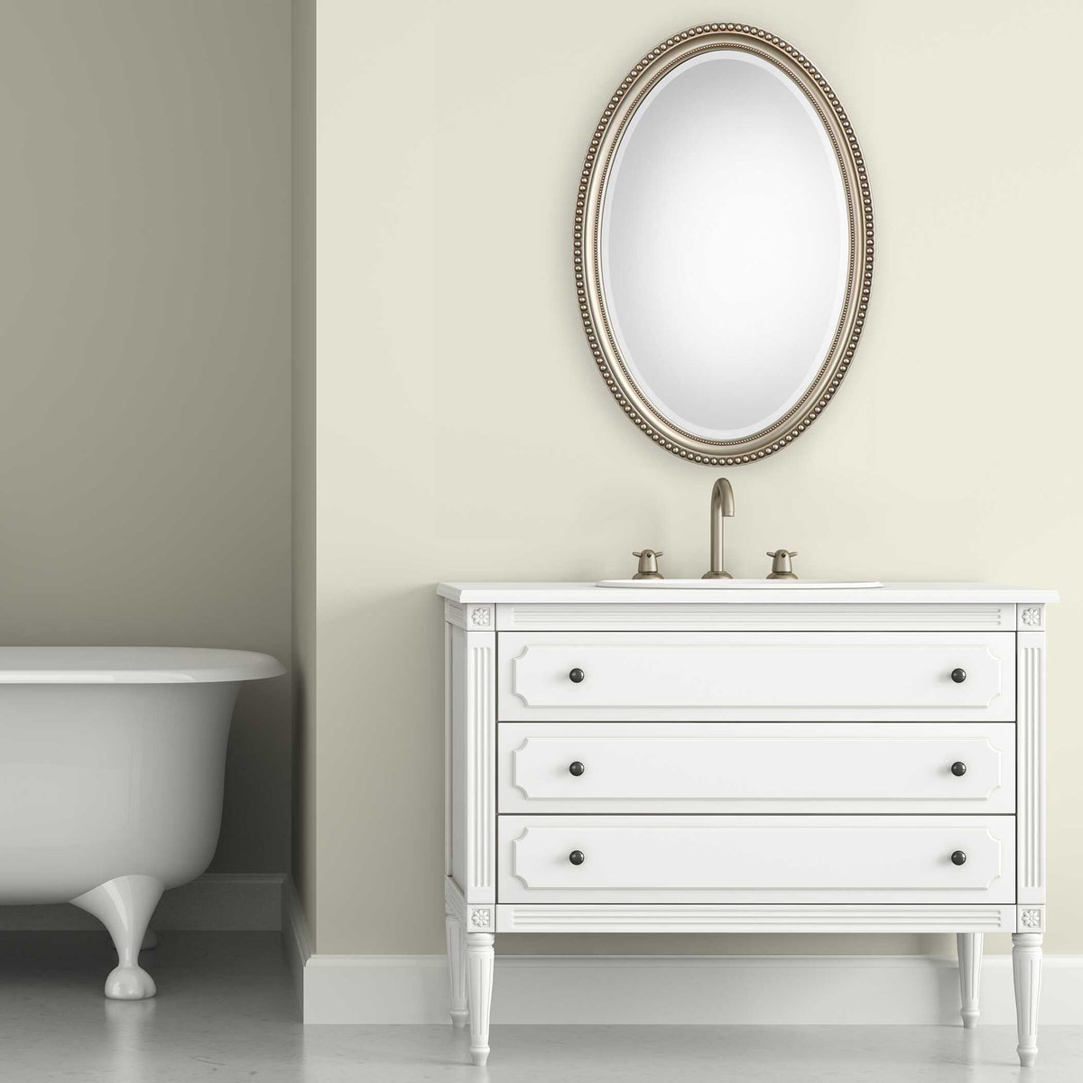 Aubrey Beaded Metallic Silver Wall Mirror