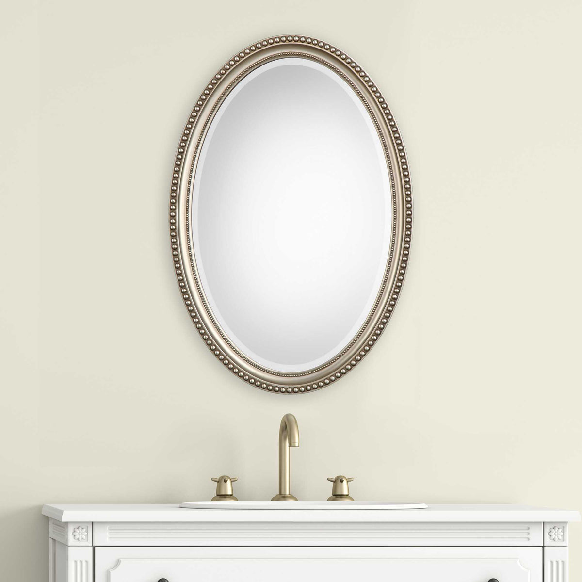 Aubrey Beaded Metallic Silver Wall Mirror