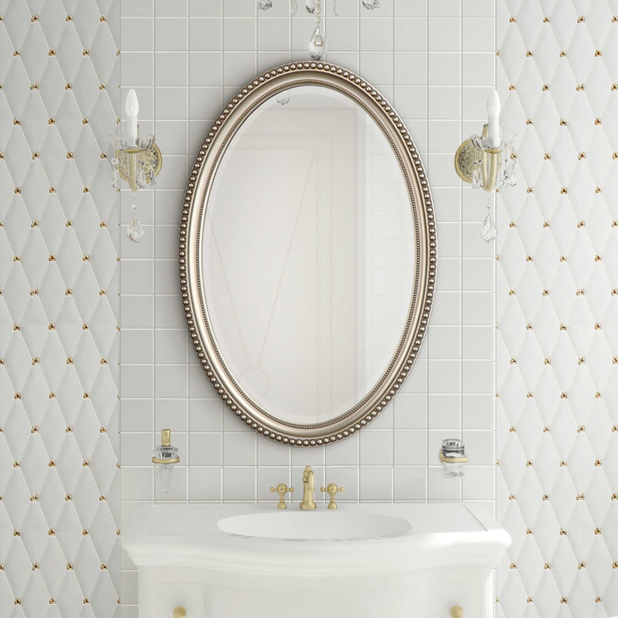 Aubrey Beaded Metallic Silver Wall Mirror