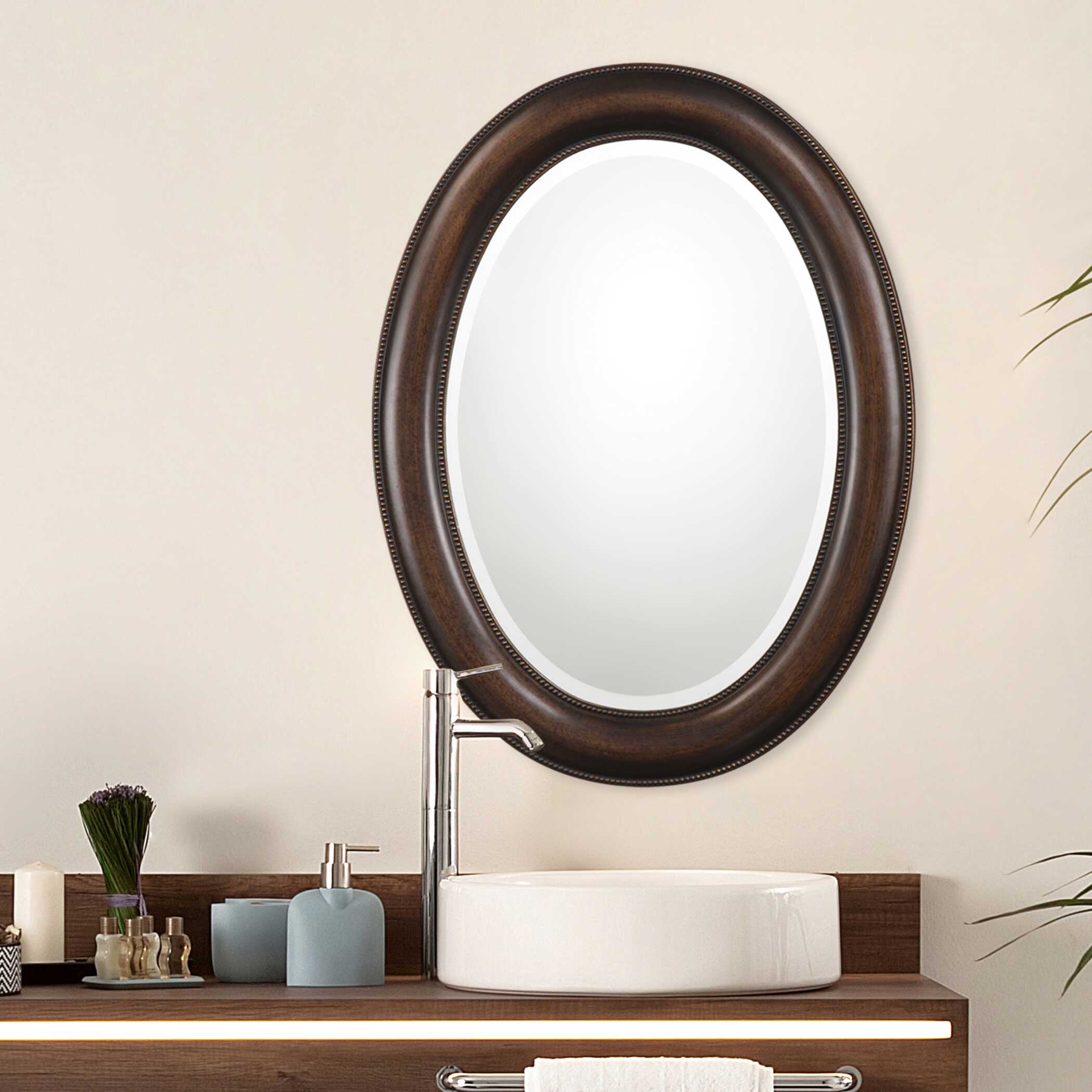 Bracken Beaded Dark Bronze Wall Mirror