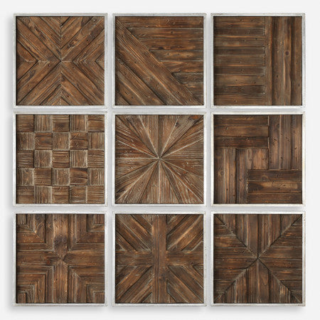 Bryndle Rustic Wooden Squares S/9