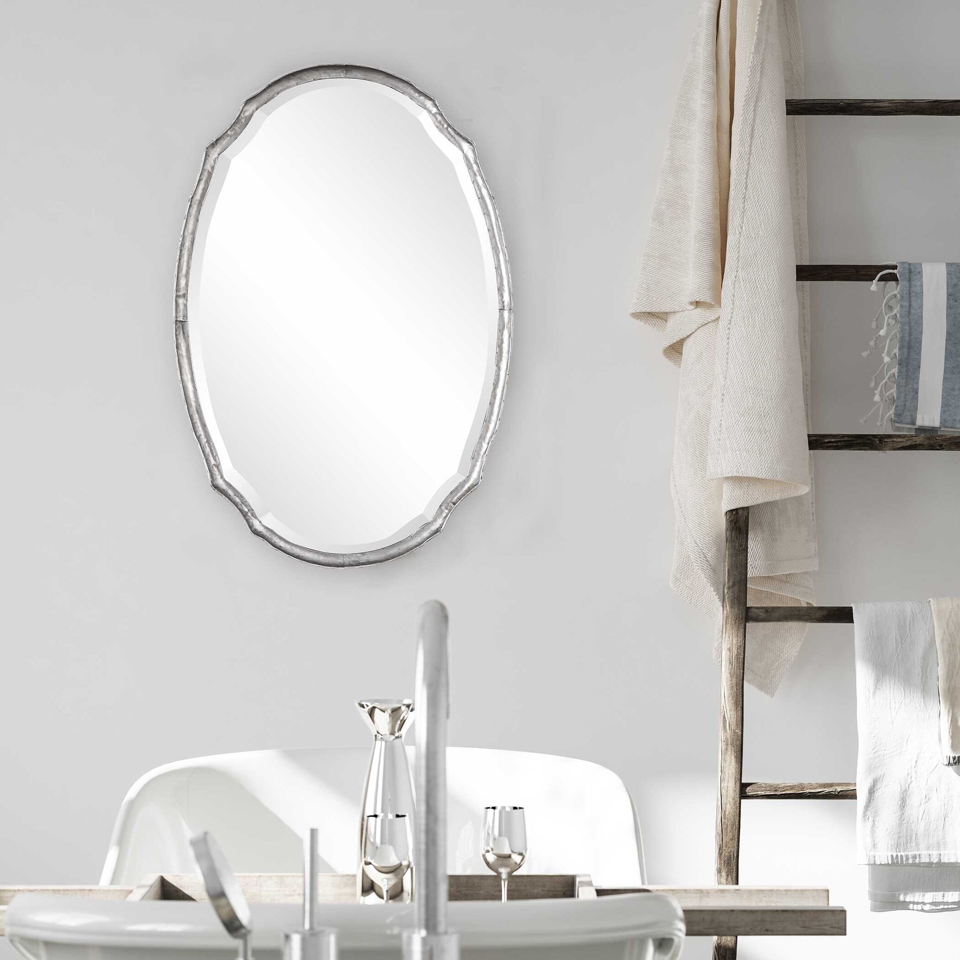 Carrow Oval Silver Iron Wall Mirror