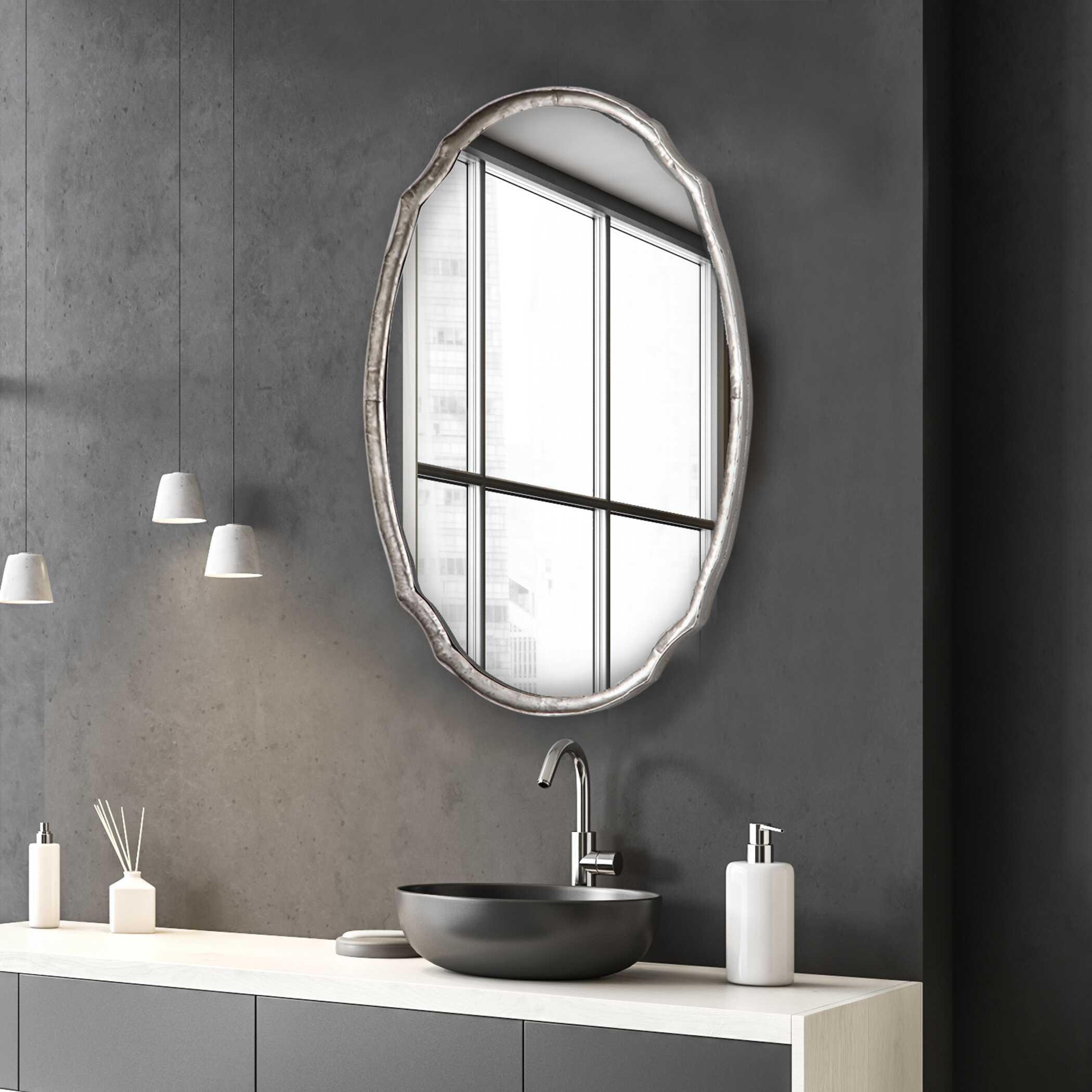 Carrow Oval Silver Iron Wall Mirror