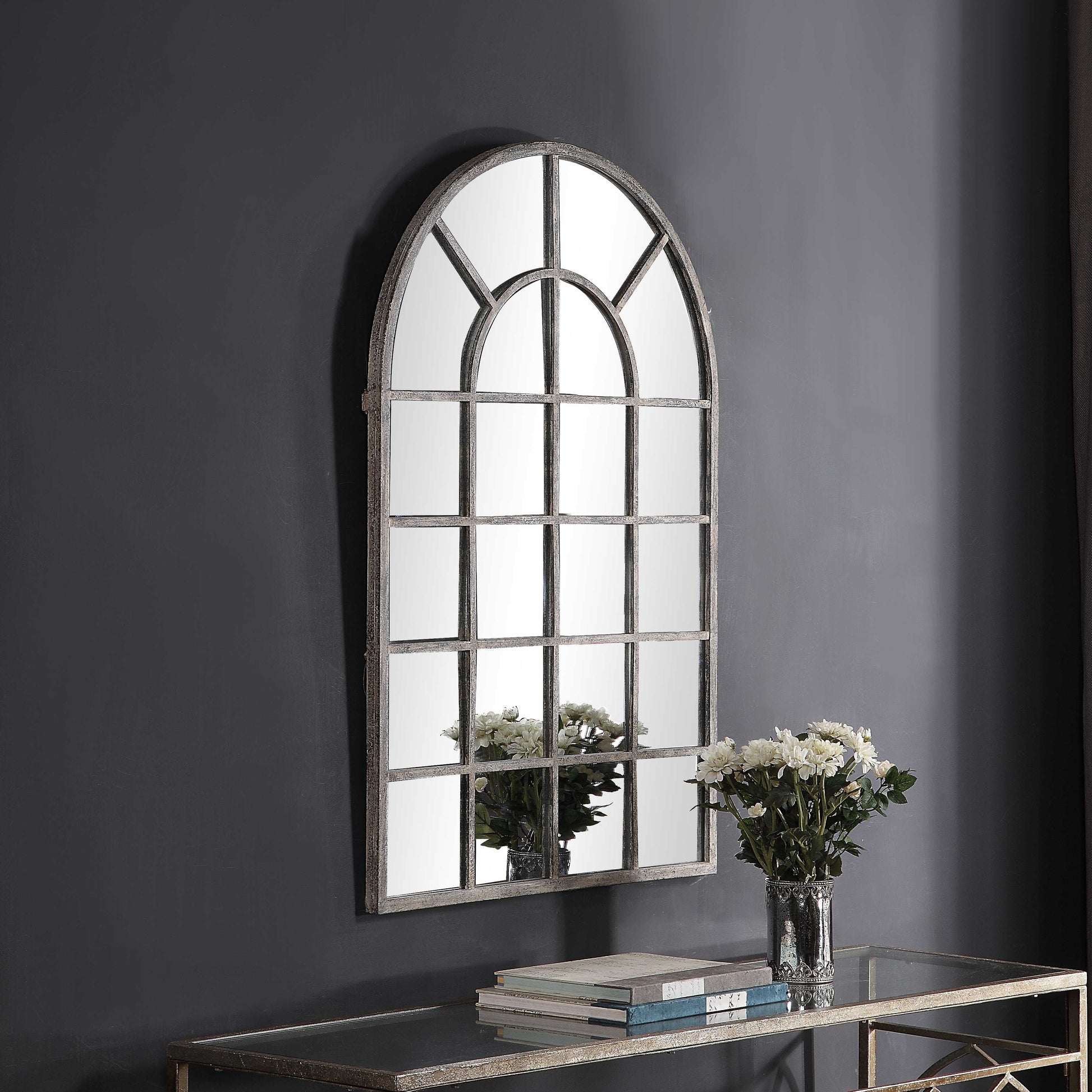 Camden Arched Rust Iron Wall Mirror
