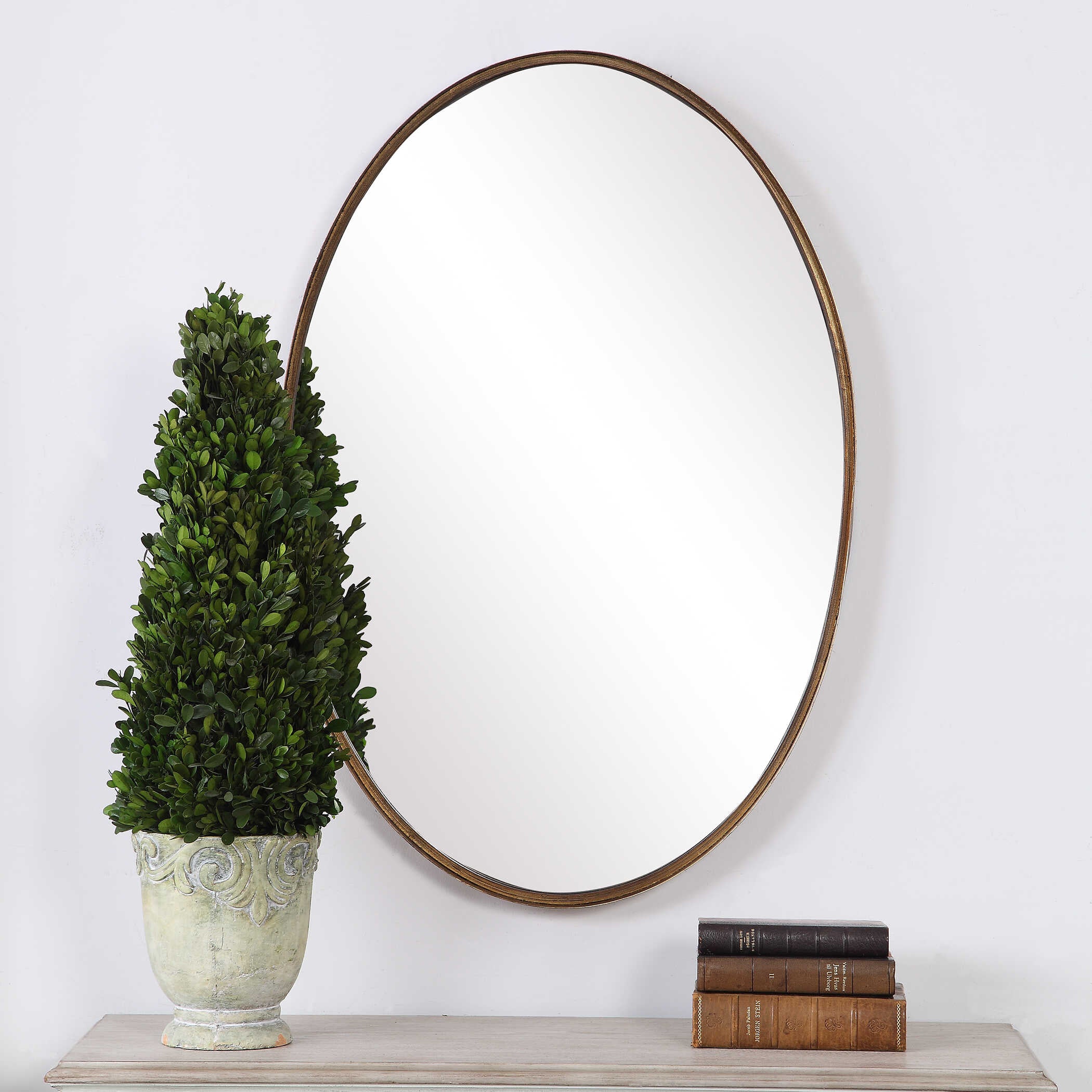 Cassian Oval Gold Iron Wall Mirror