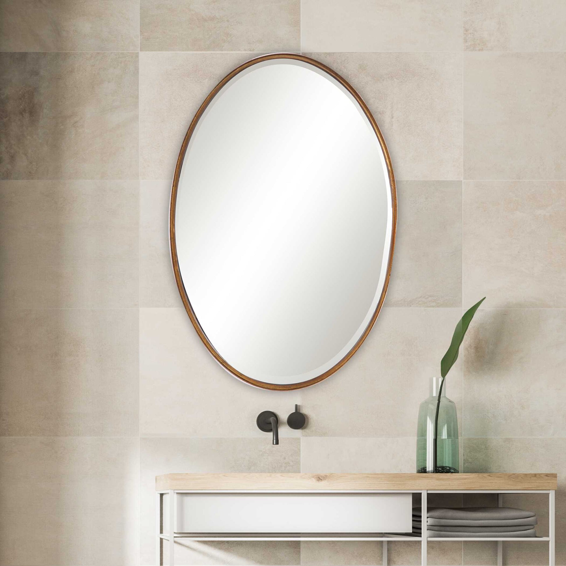 Cassian Oval Gold Iron Wall Mirror