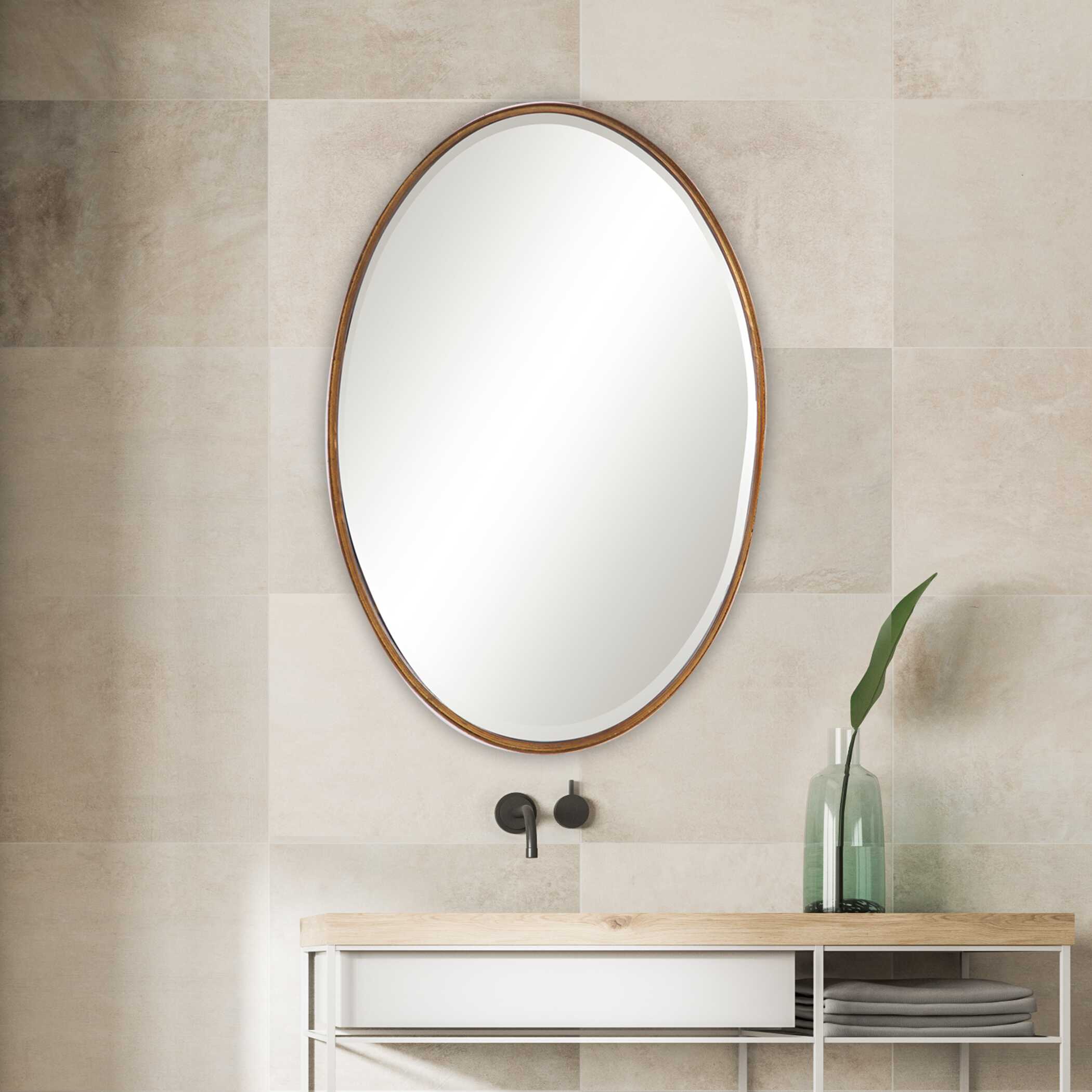 Cassian Oval Gold Iron Wall Mirror