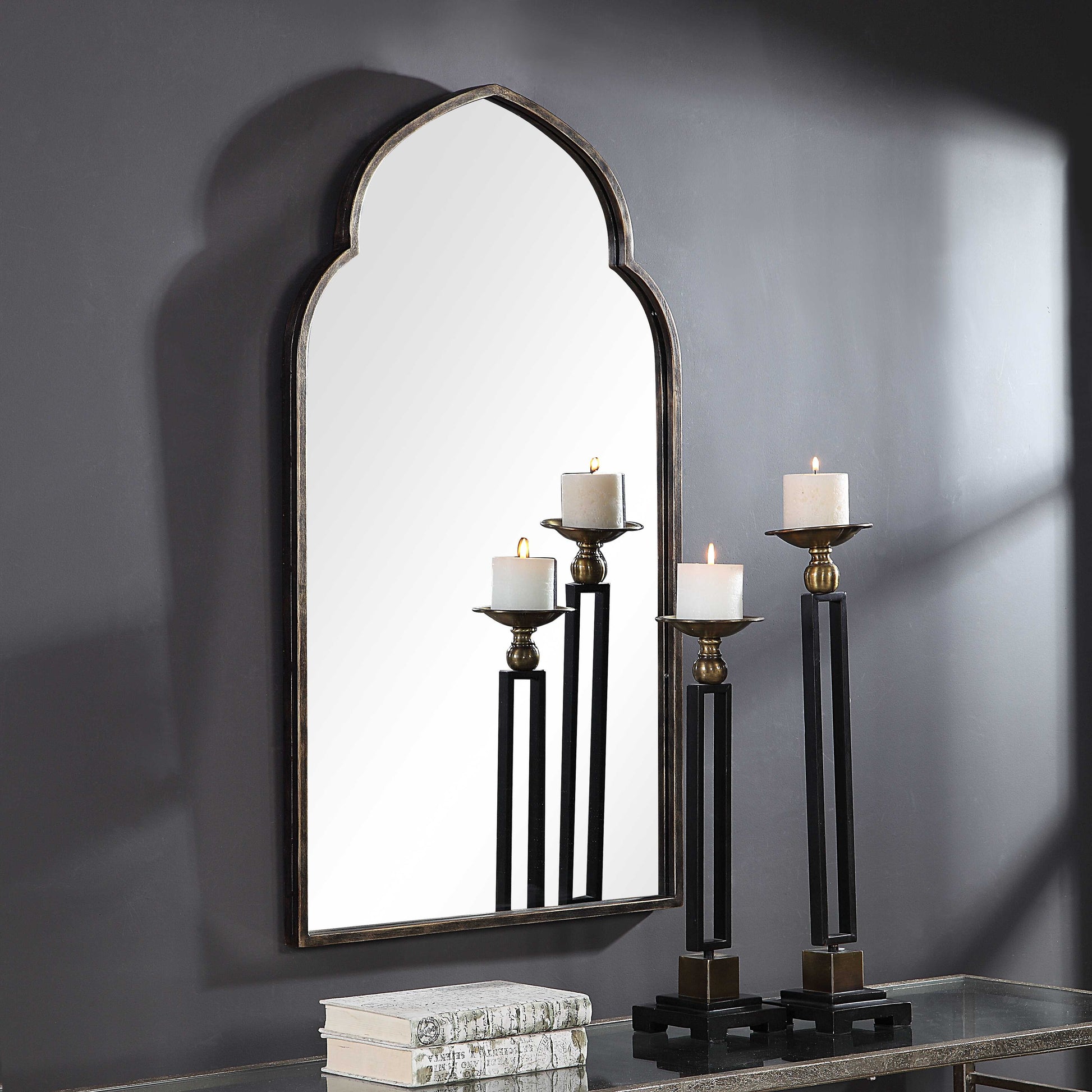 Clemence Dark Bronze Iron Wall Mirror