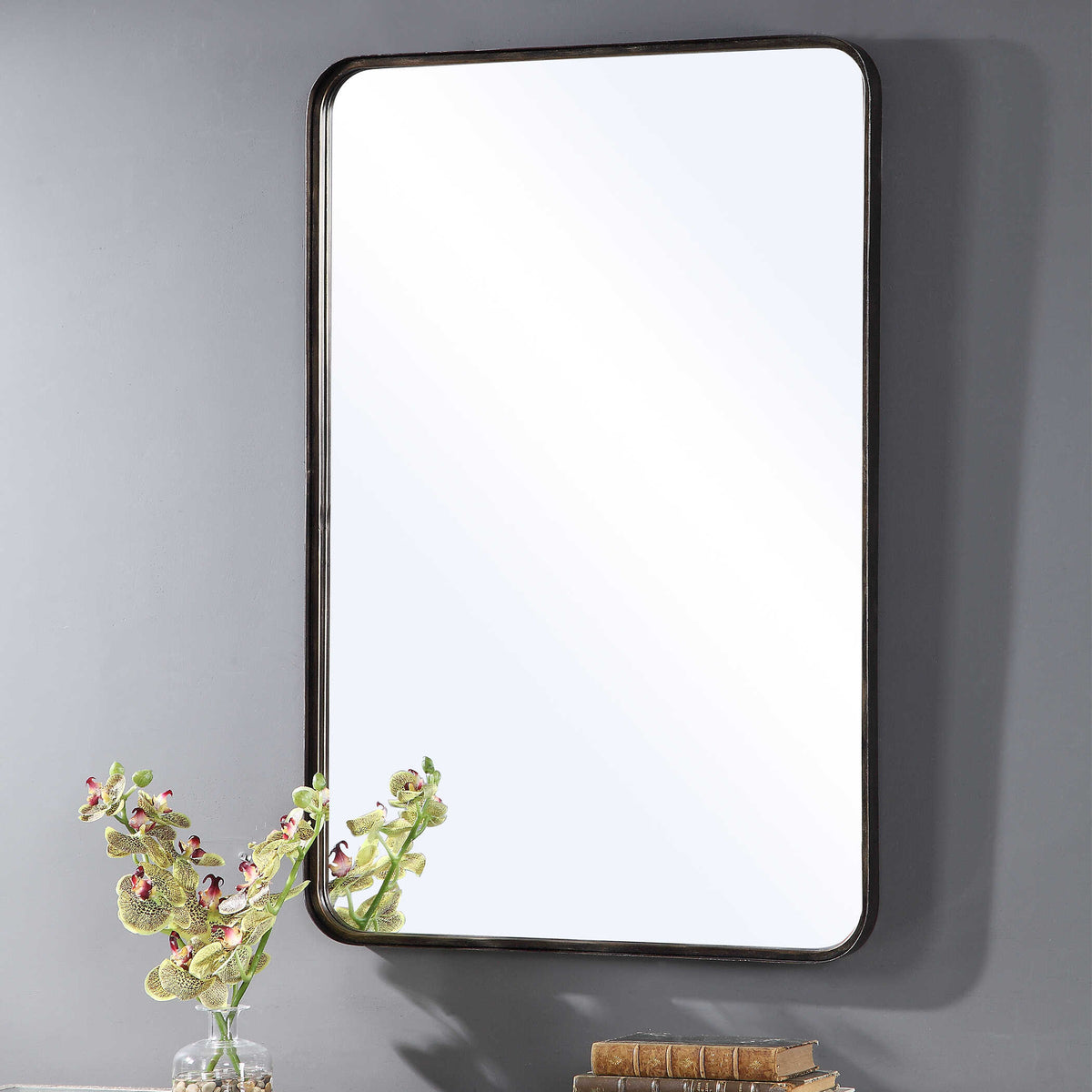 Corwin Round Dark Bronze Wall Mirror