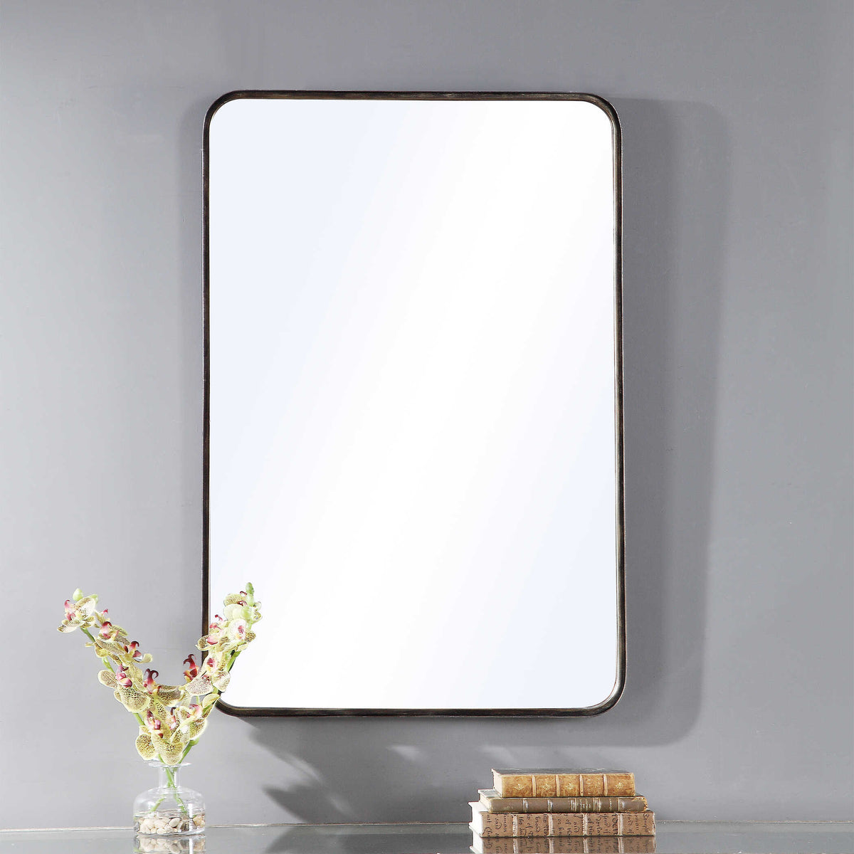 Corwin Round Dark Bronze Wall Mirror