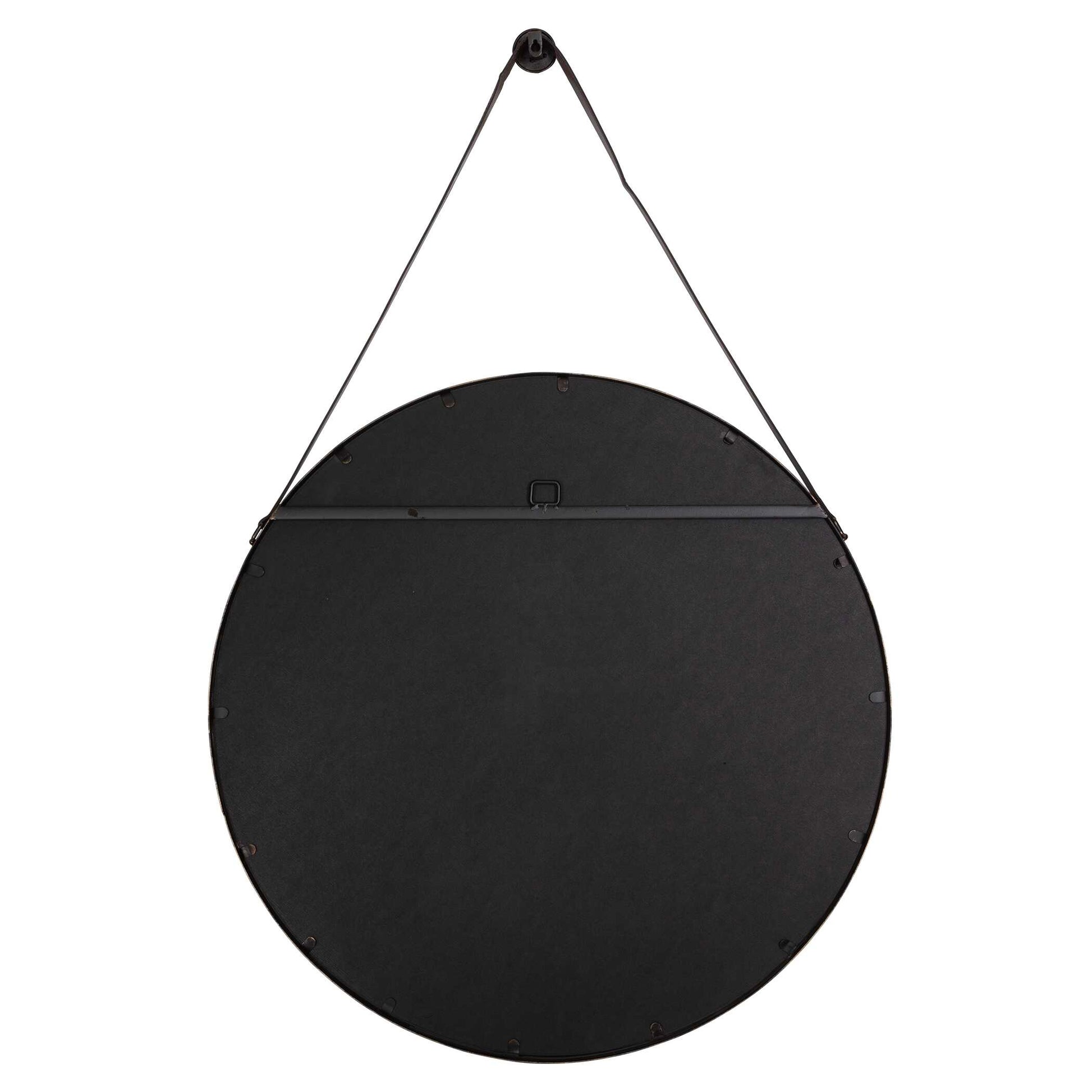 Delphine Round Bronze Leather Wall Mirror