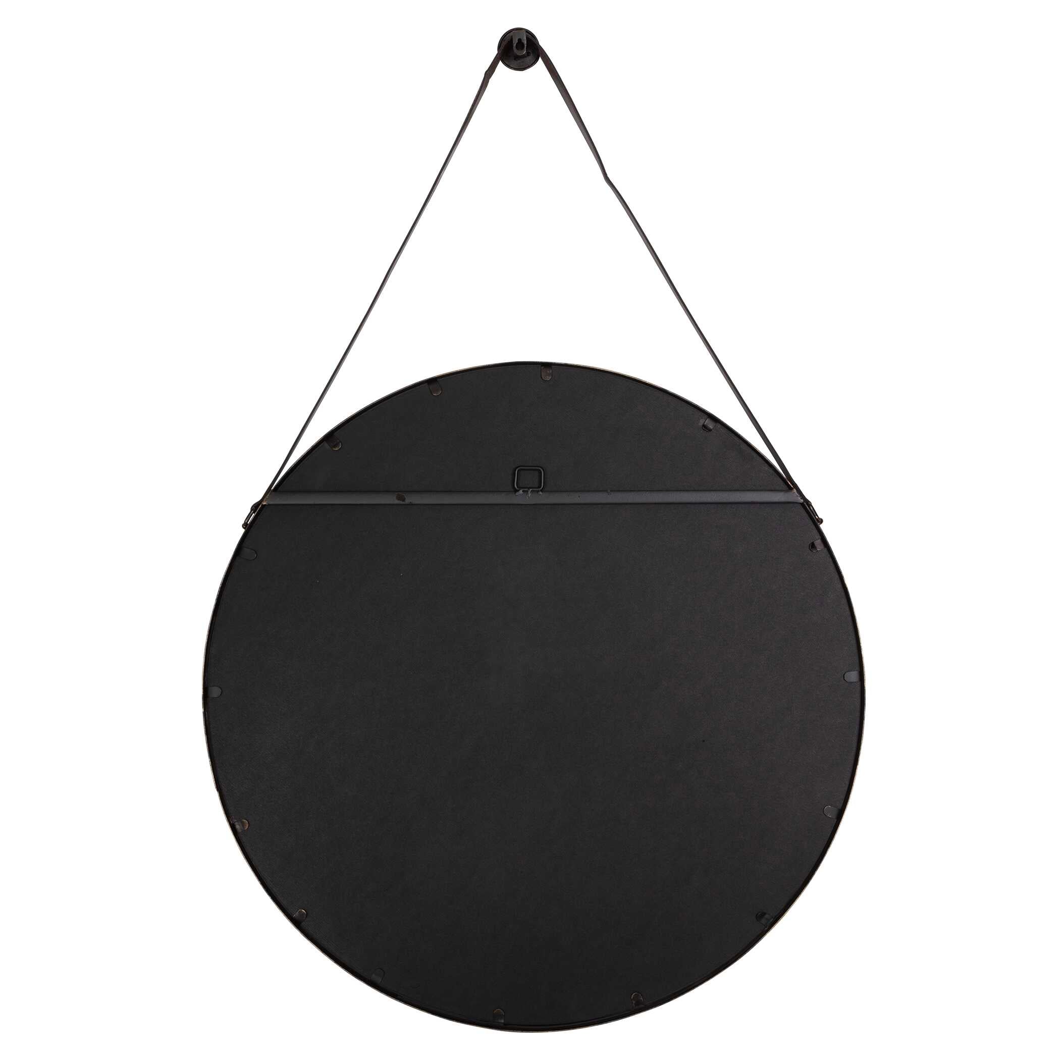 Delphine Round Bronze Leather Wall Mirror