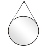 Delphine Round Bronze Leather Wall Mirror