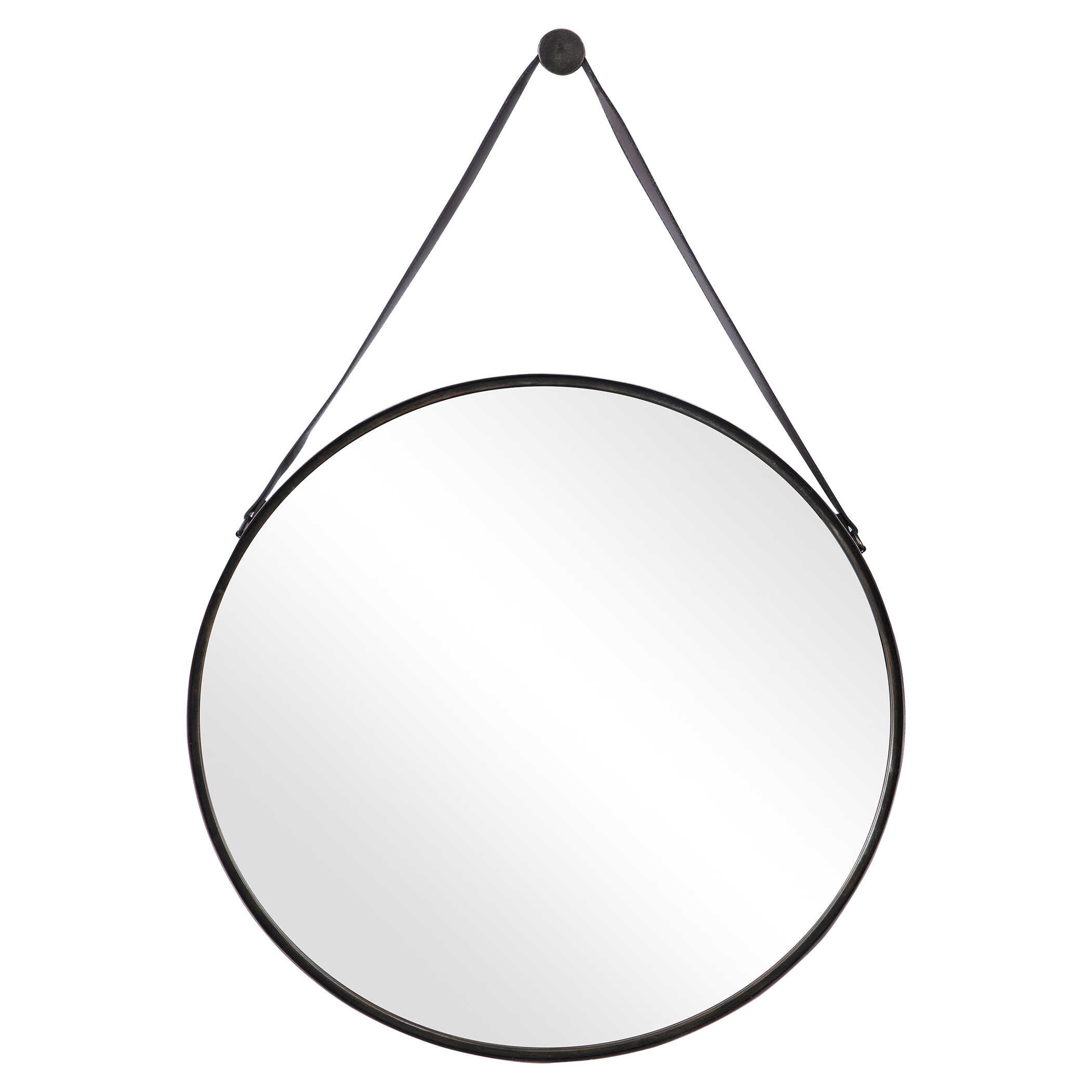 Delphine Round Bronze Leather Wall Mirror